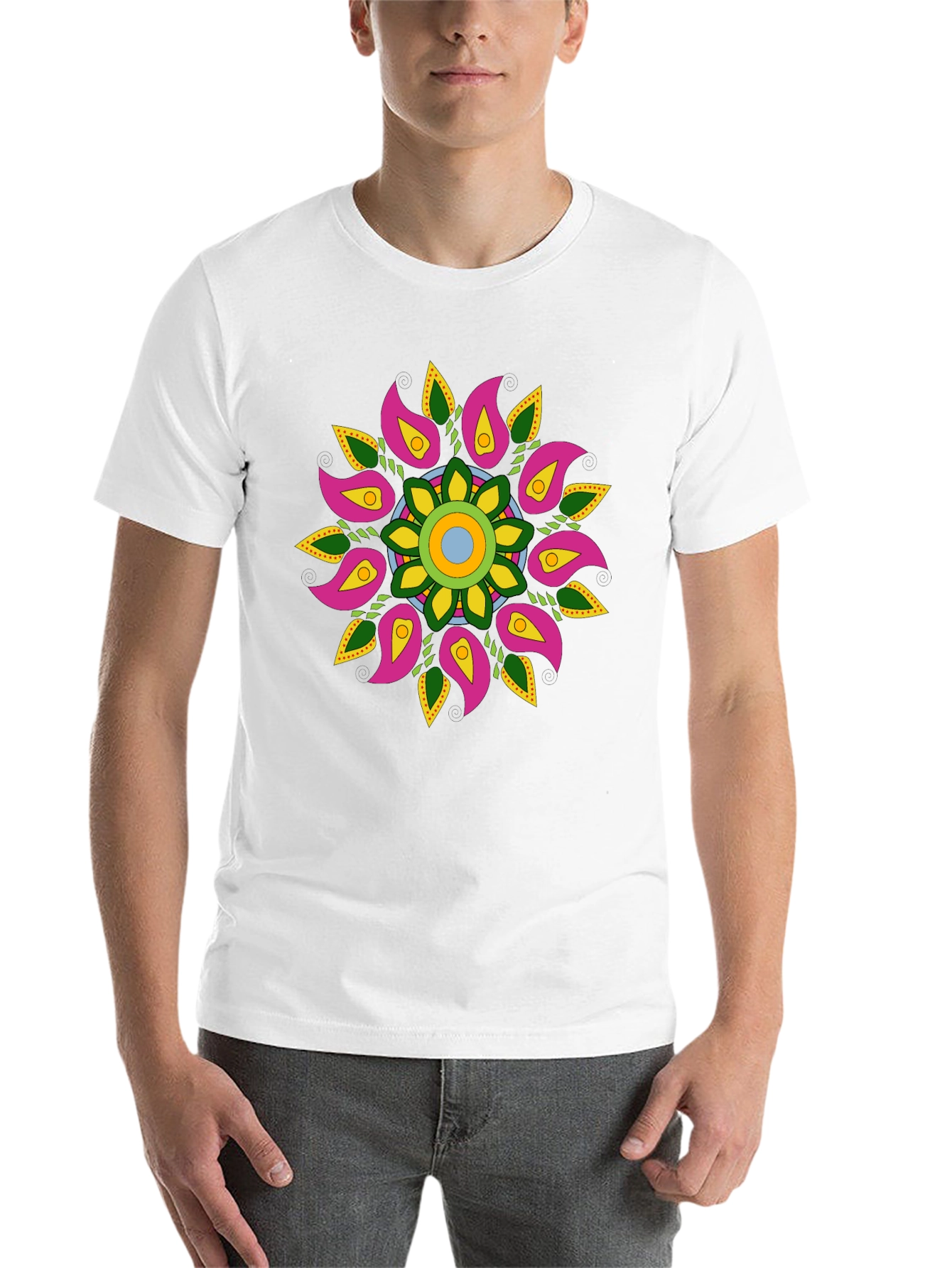 Black Floral Mandala Graphic Black T-Shirt view 14