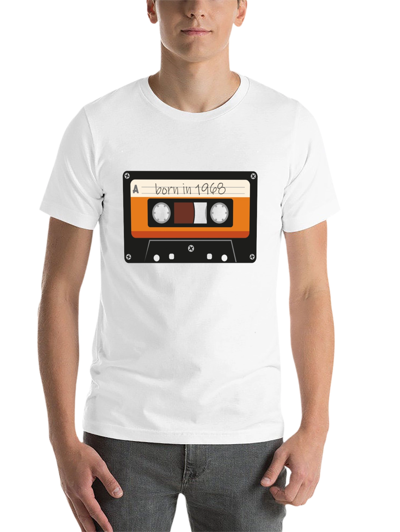 Black Born in 1968 Cassette Tape T-Shirt - Retro Birthday Tee view 14