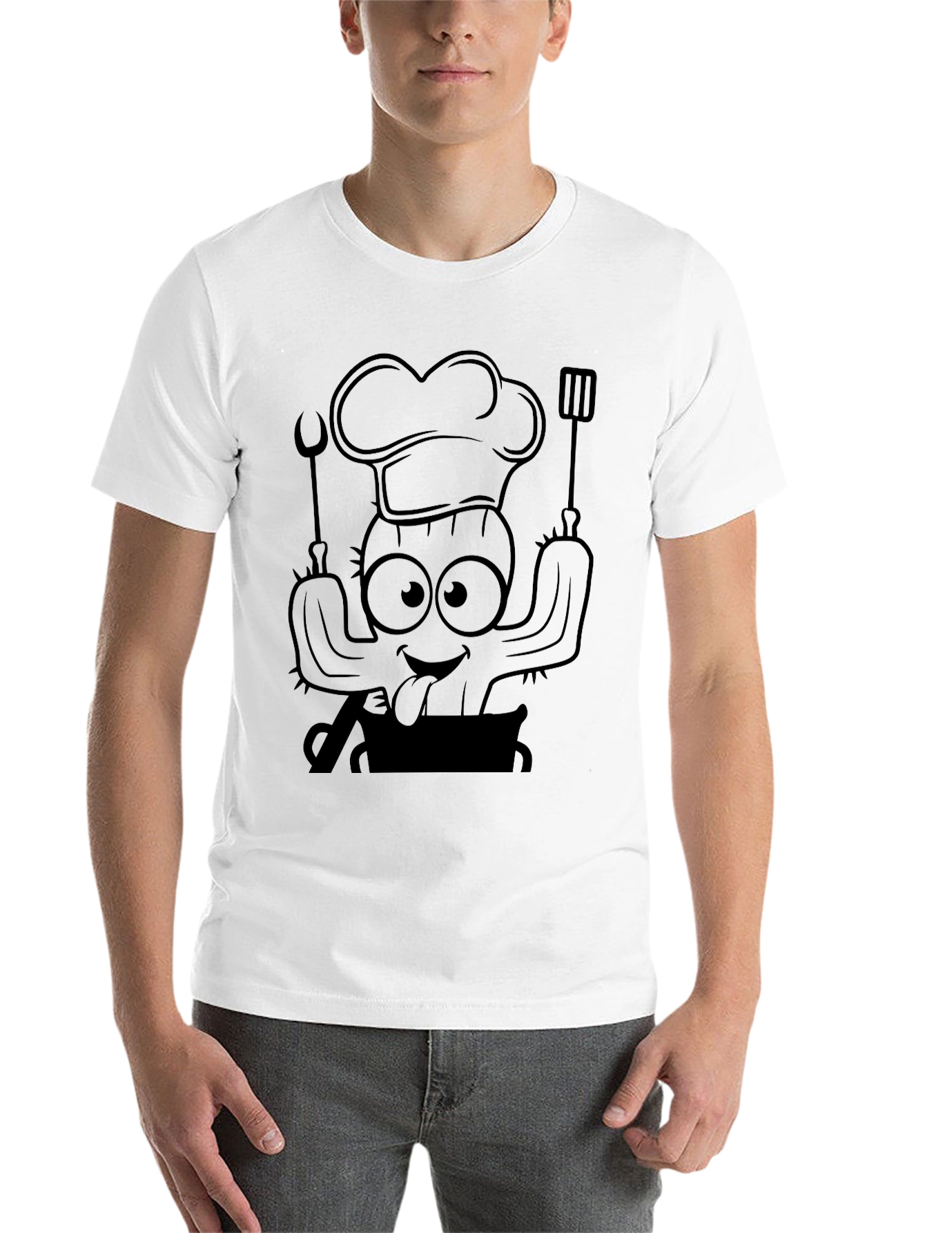 Black Chef Cactus Graphic T-Shirt - Unique Design view 14