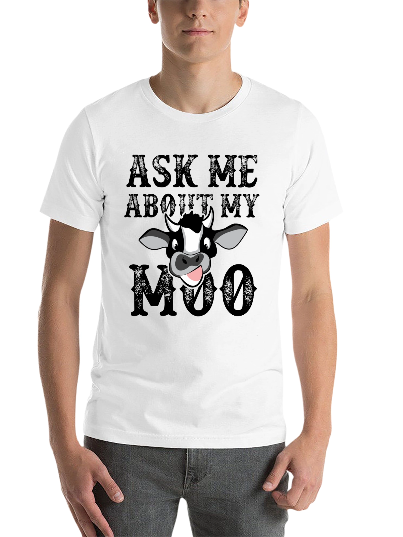 Black Ask Me About My Moo T-Shirt view 14