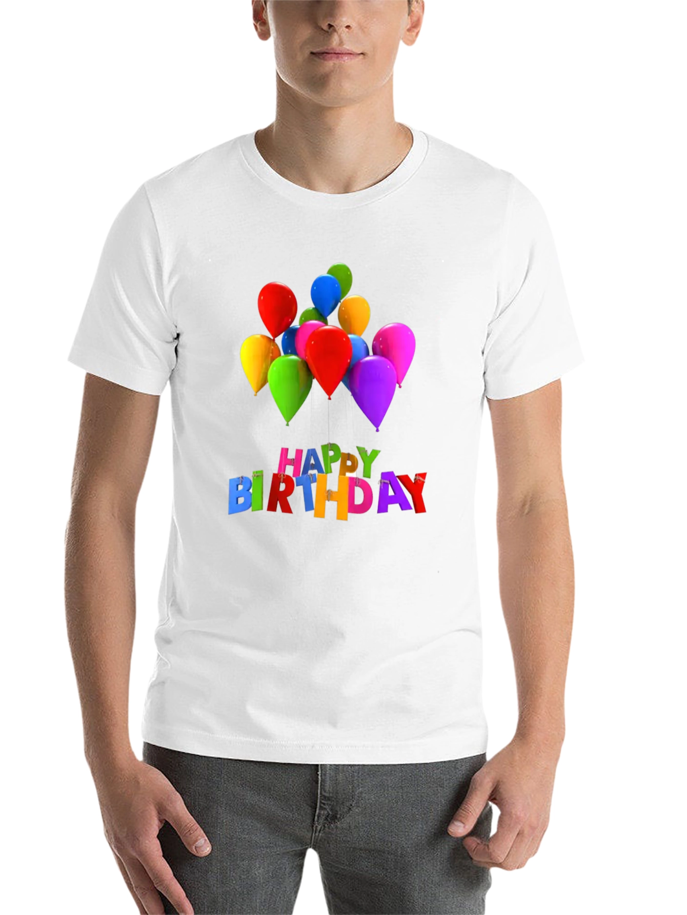 Black Happy Birthday Balloons Graphic Tee - Black view 14