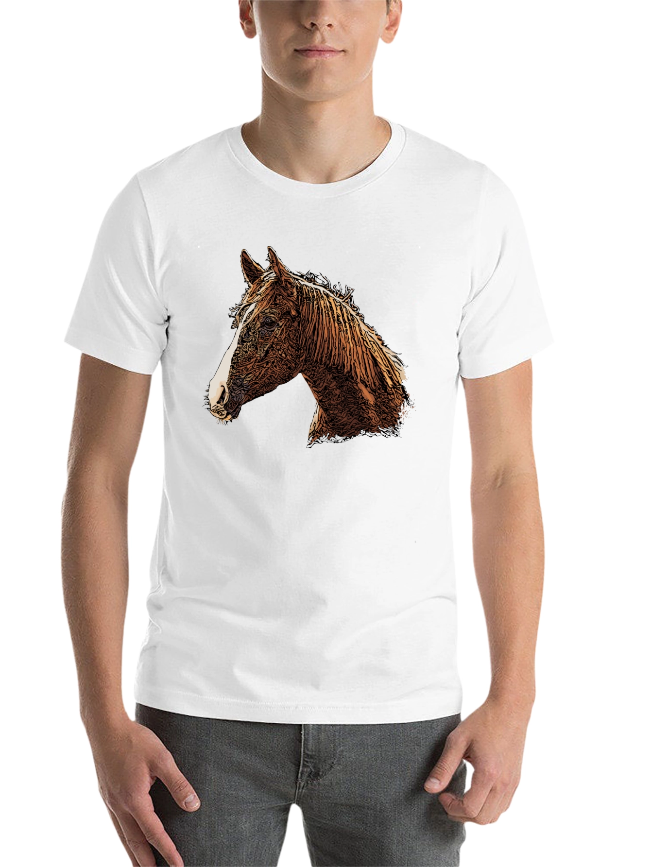 Black Horse Graphic Print Crew Neck T-Shirt view 14