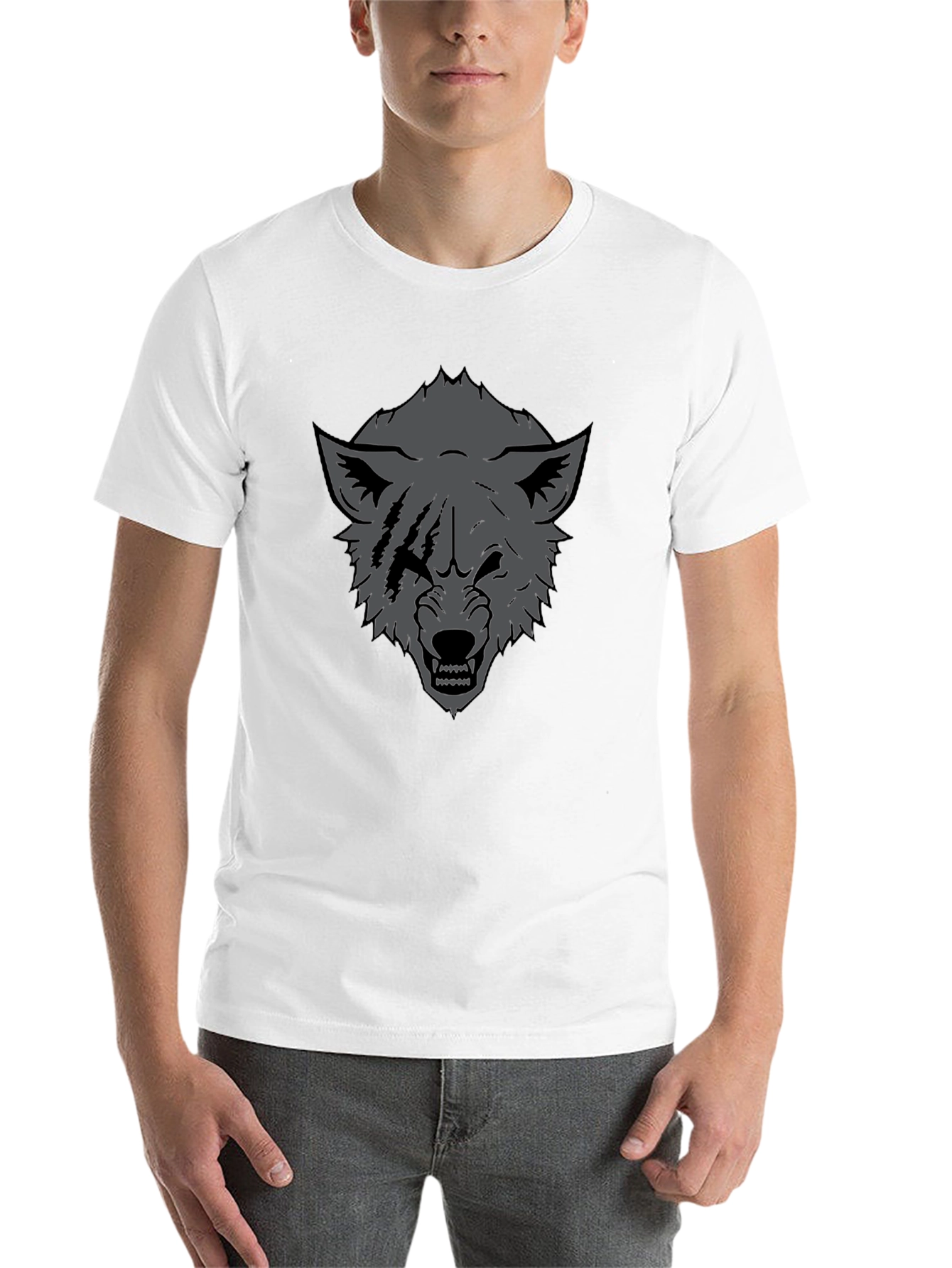 Black Men's Black Wolf Graphic Tee - Fierce Design view 14