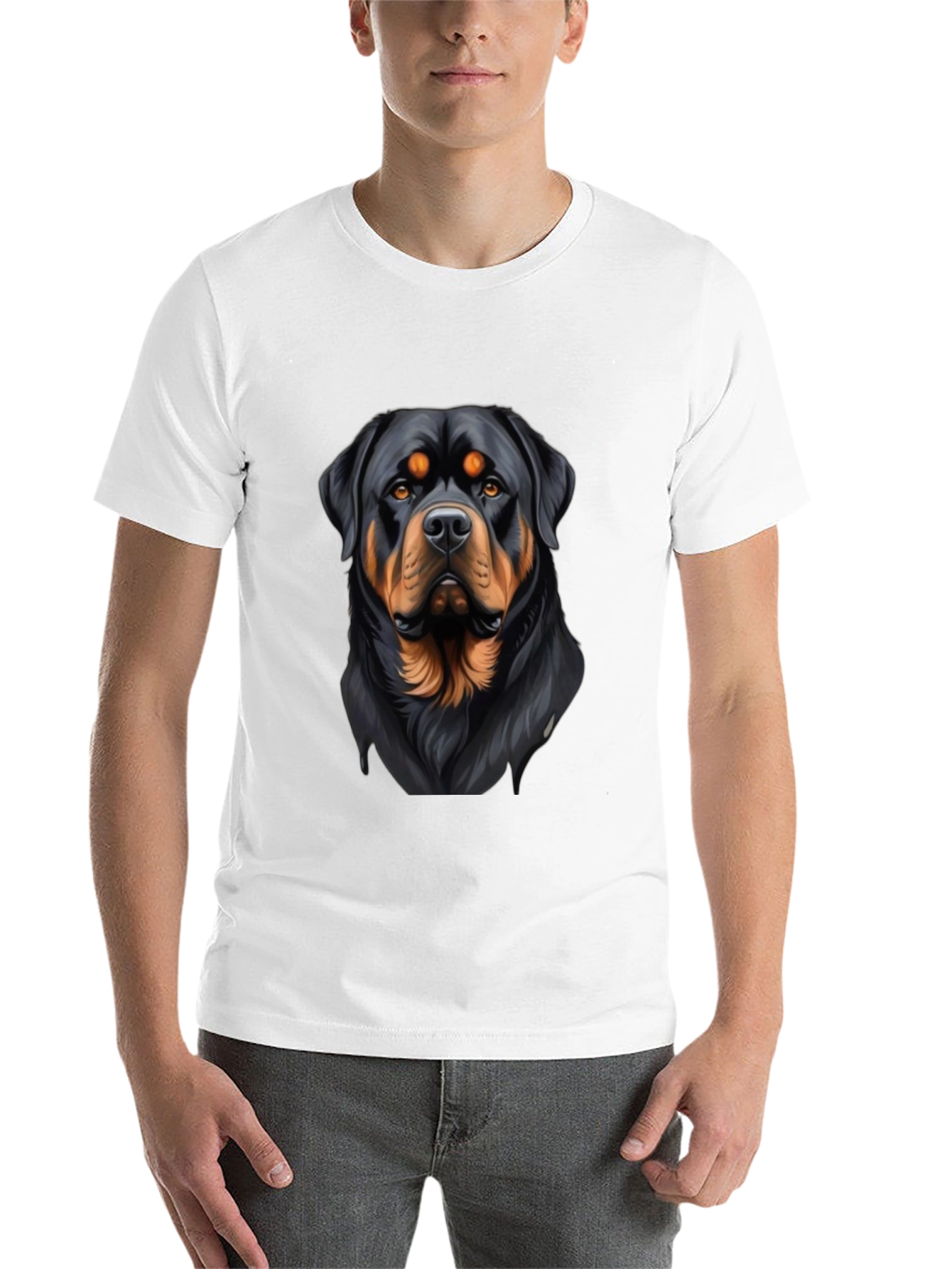 Black Rottweiler Graphic Print Black T-Shirt view 14