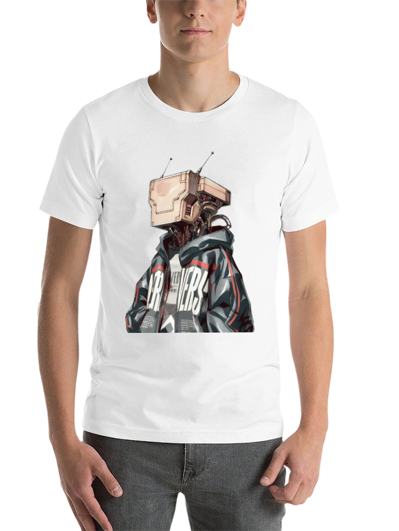 Black Robot Head Graphic Black T-Shirt view 14