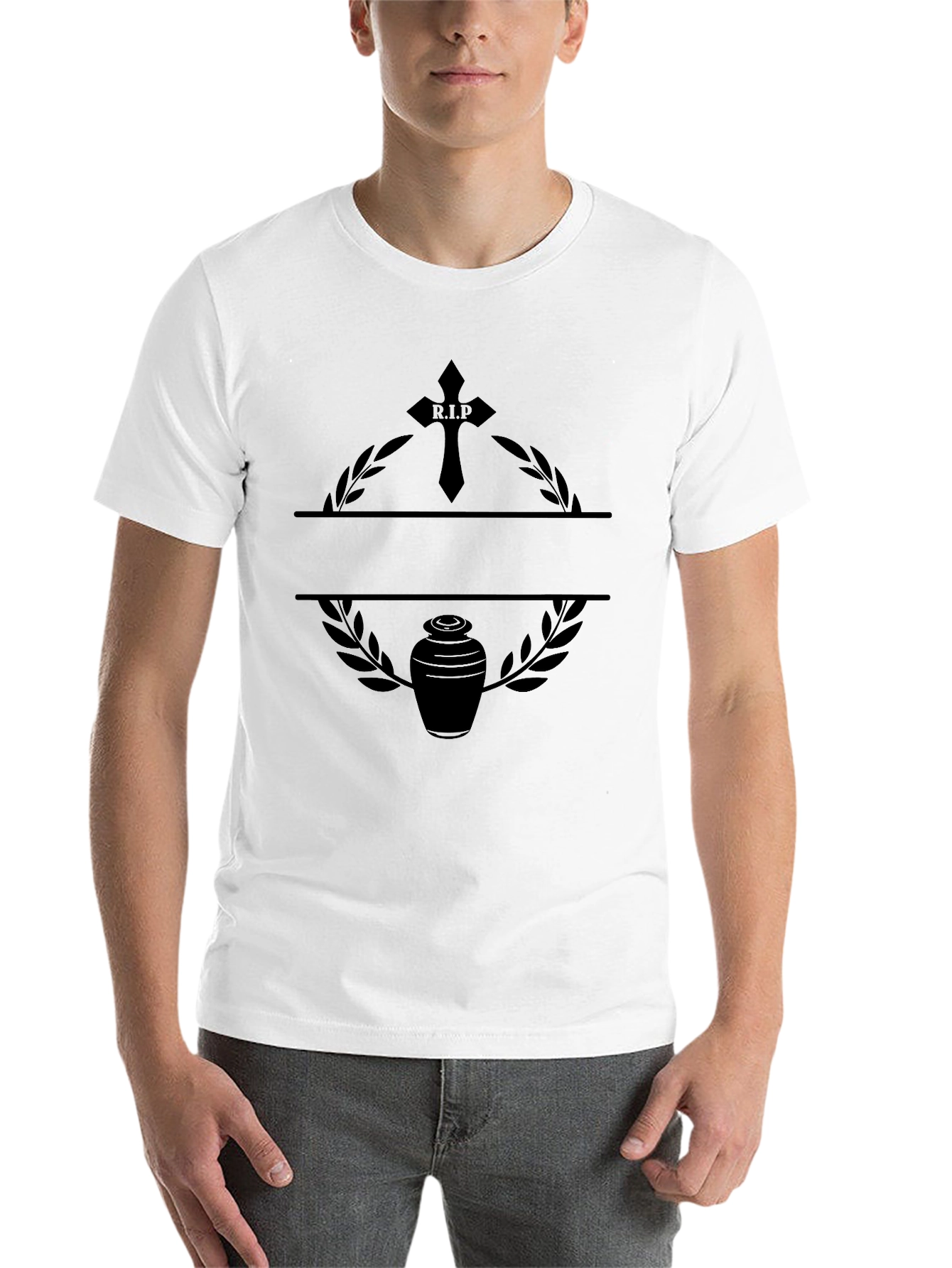 Black RIP Cross & Urn Graphic Tee - Black view 14