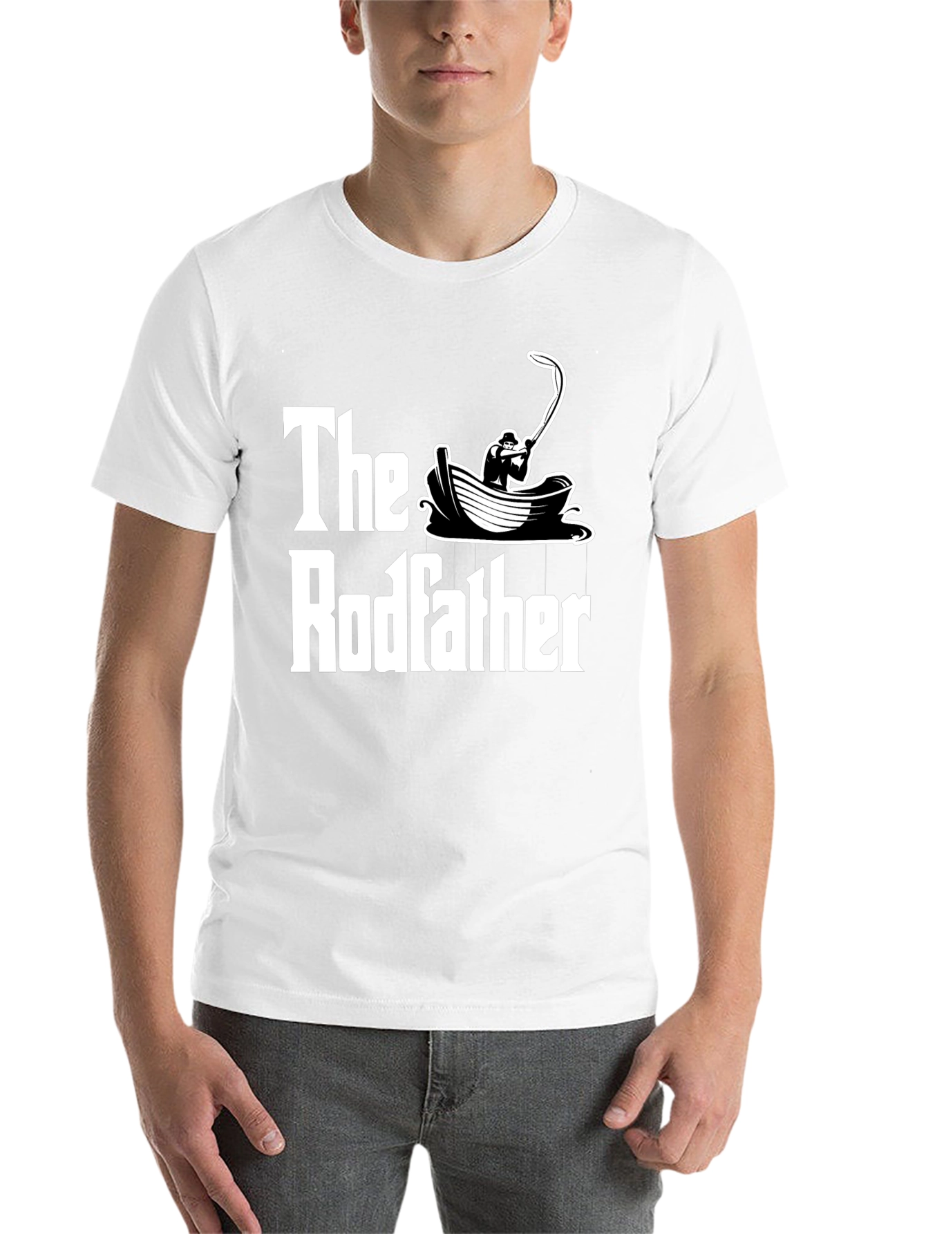 Black The Rodfather T-Shirt Fishing Design view 14