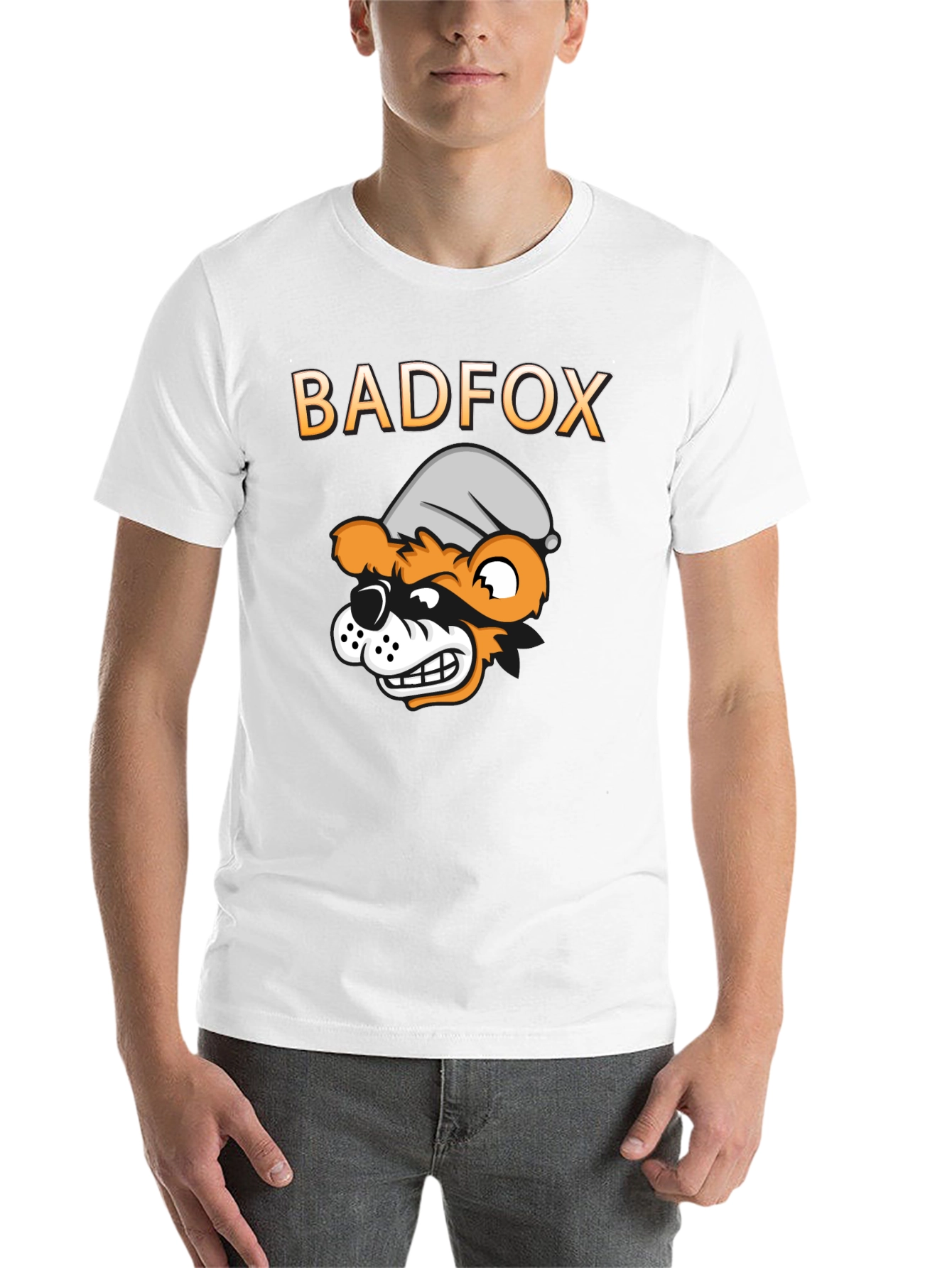 Black Bad Fox Cartoon Graphic Print T-Shirt view 14