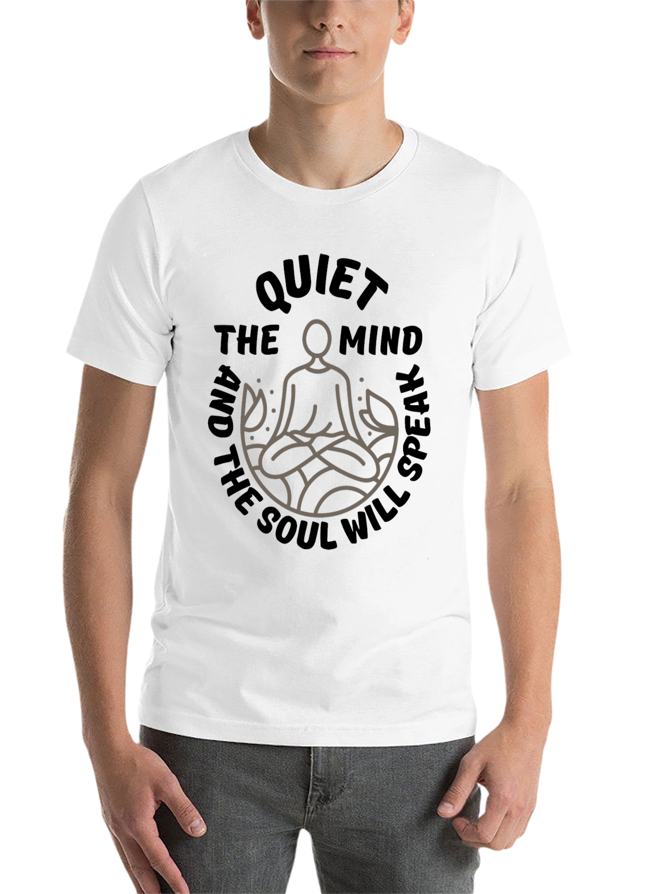 Black Quiet Mind Soul Speak Graphic Tee - Zen Meditation Shirt view 14