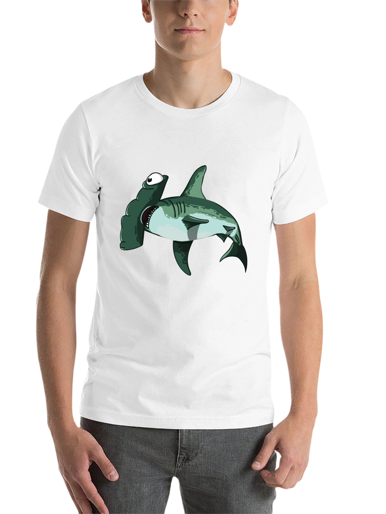 Black Hammerhead Shark T-Shirt - Cartoon Design view 14