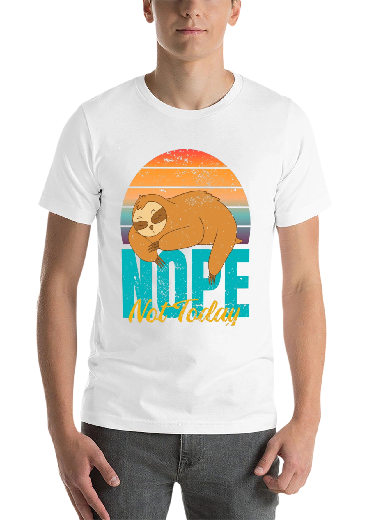Black Nope Not Today Sloth Graphic T-Shirt view 14
