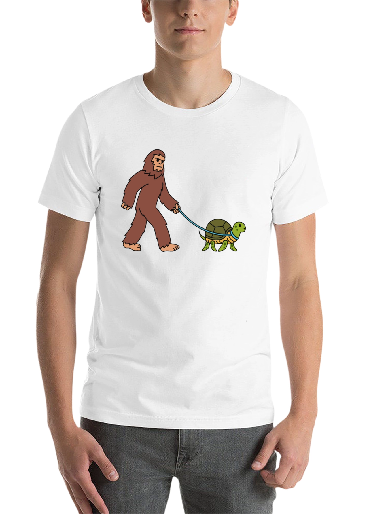 Black Bigfoot Walking Turtle Funny Graphic Tee view 14