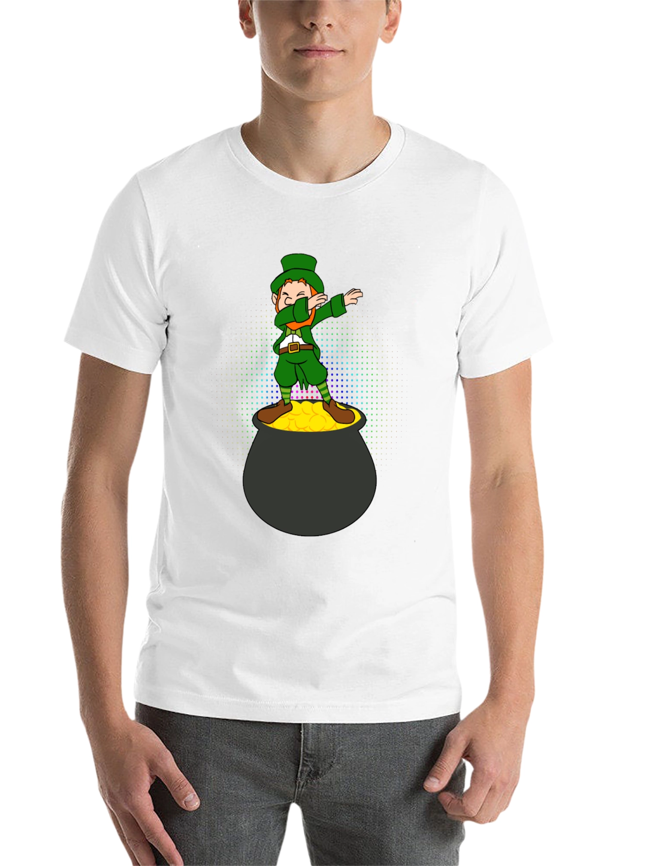 Black Lucky Dabbing Leprechaun Black T-Shirt view 14