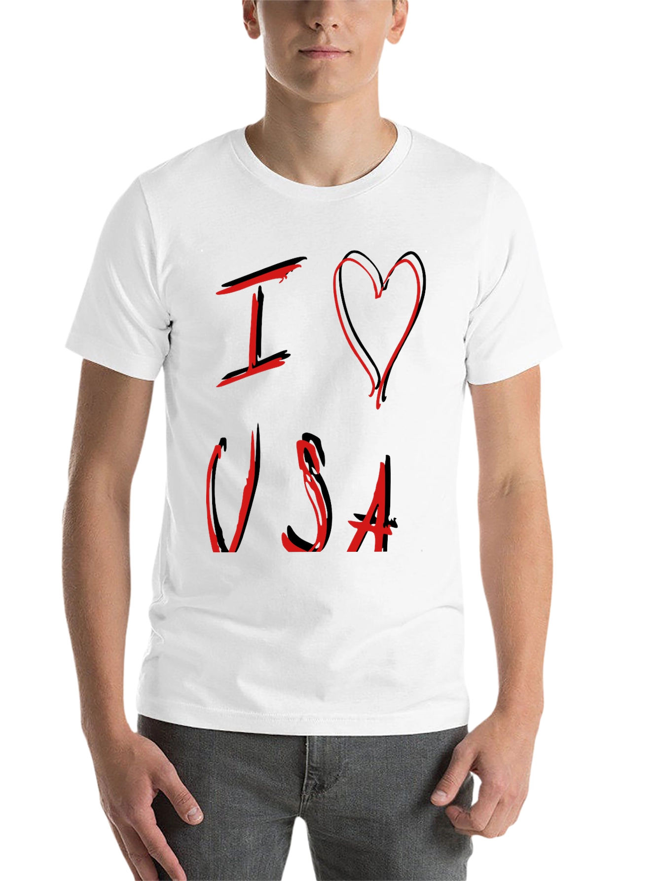 Black I Love USA Graphic Tee - Patriotic Design view 14