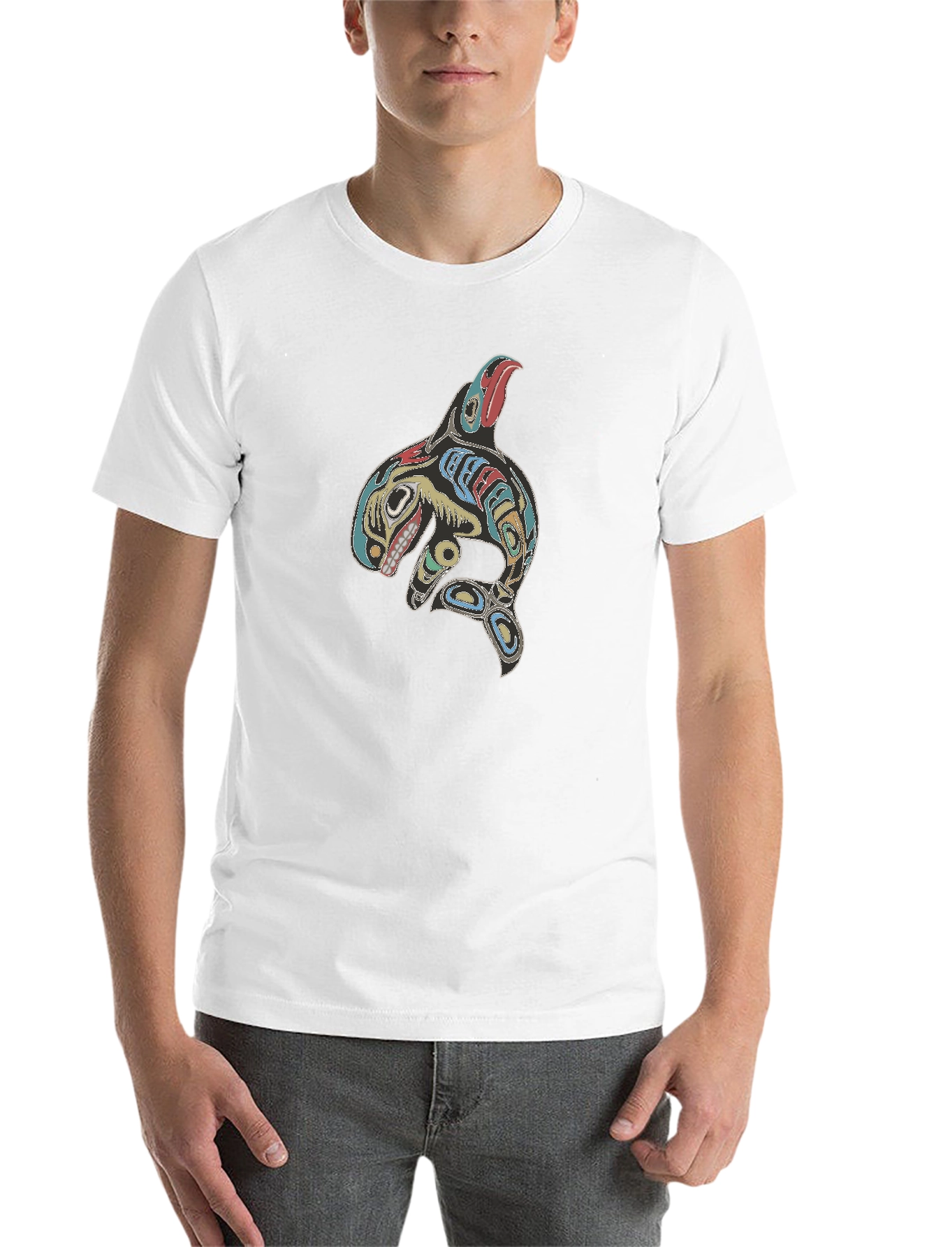 Orca Whale Design Black T-Shirt - 14
