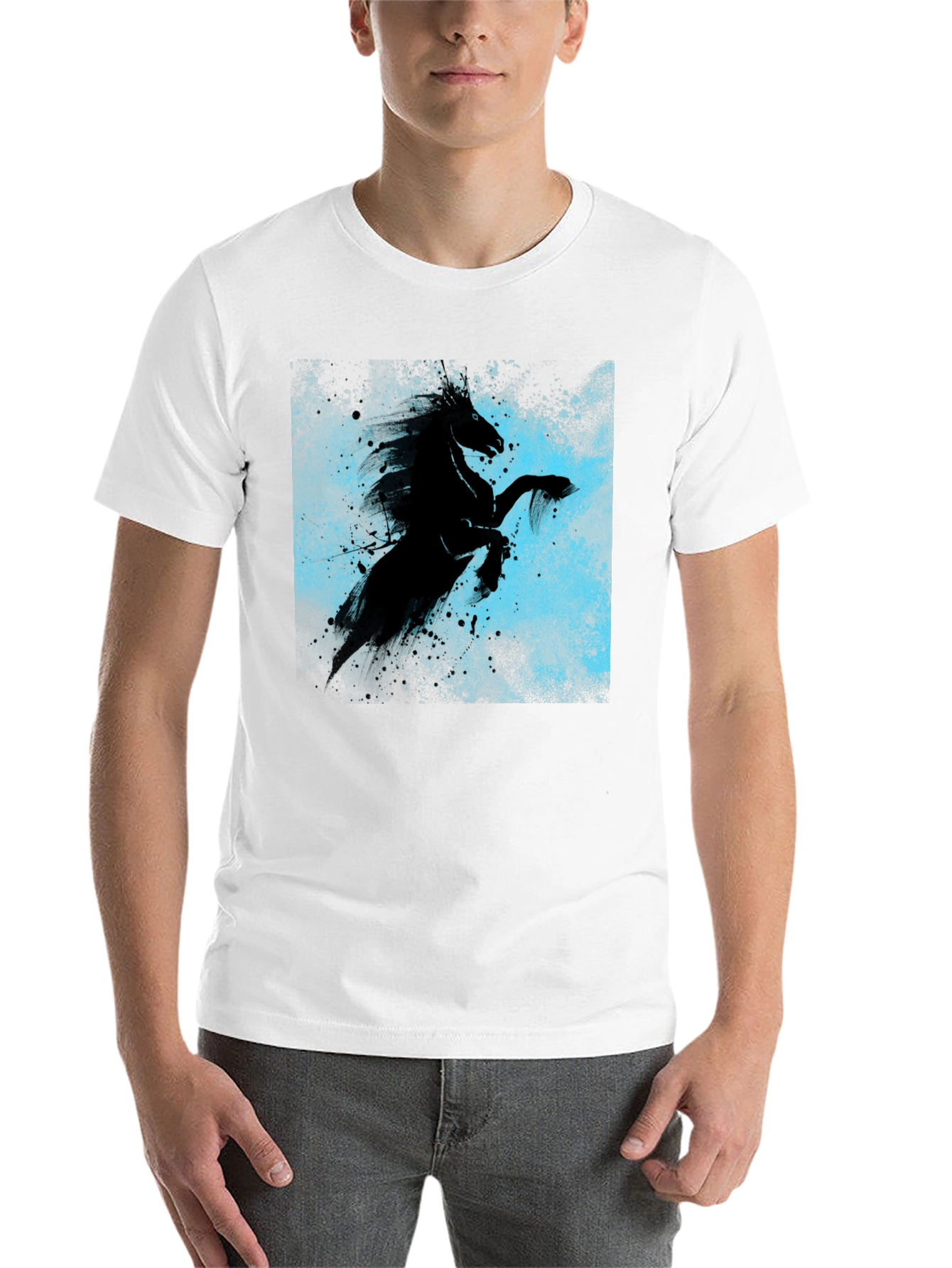 Black Black Horse Graphic Tee - Unique Style view 14