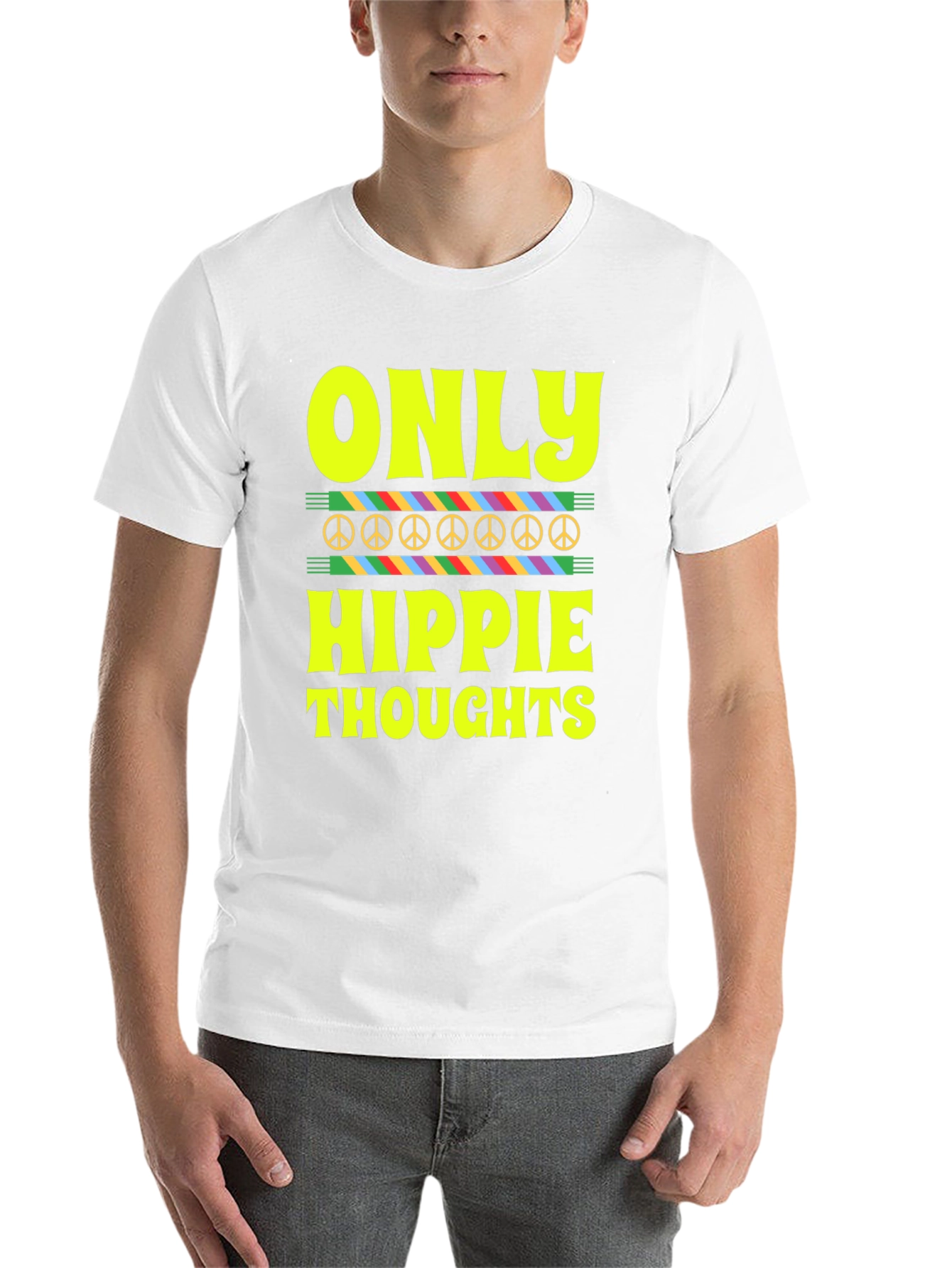 Black Only Hippie Thoughts Graphic T-Shirt view 14
