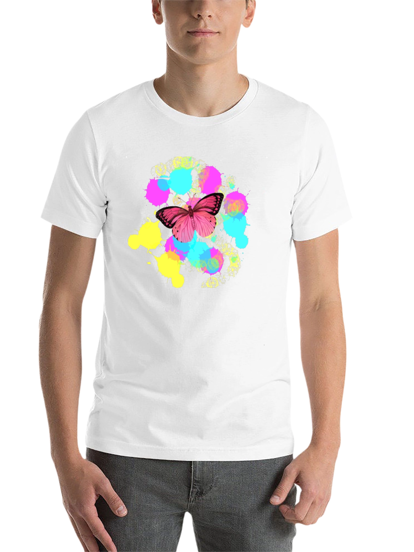 Black Butterfly Splatter T-Shirt - Vibrant Graphic Tee view 14