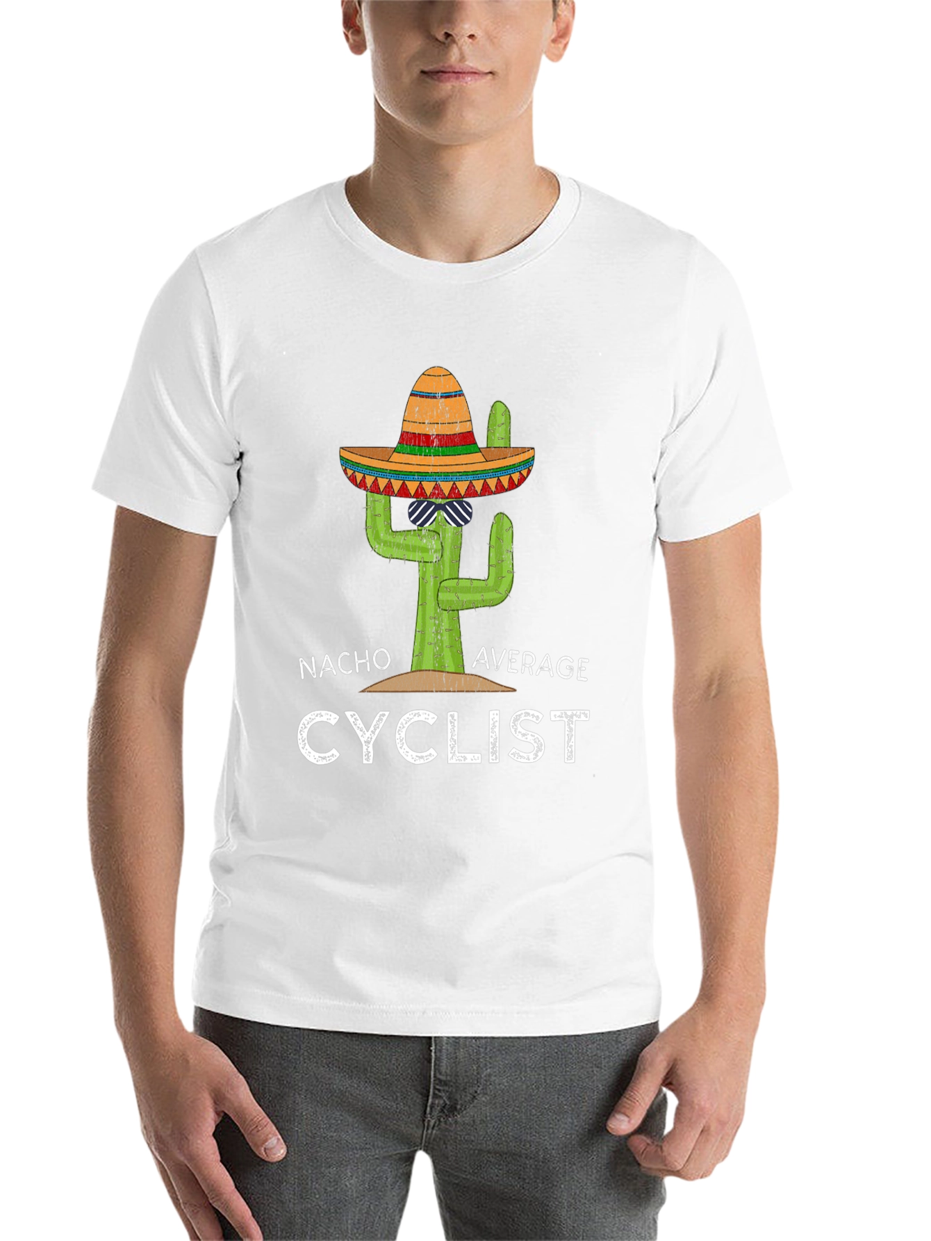 Black Nacho Average Cyclist T-Shirt Funny Cactus Sombrero Tee view 14