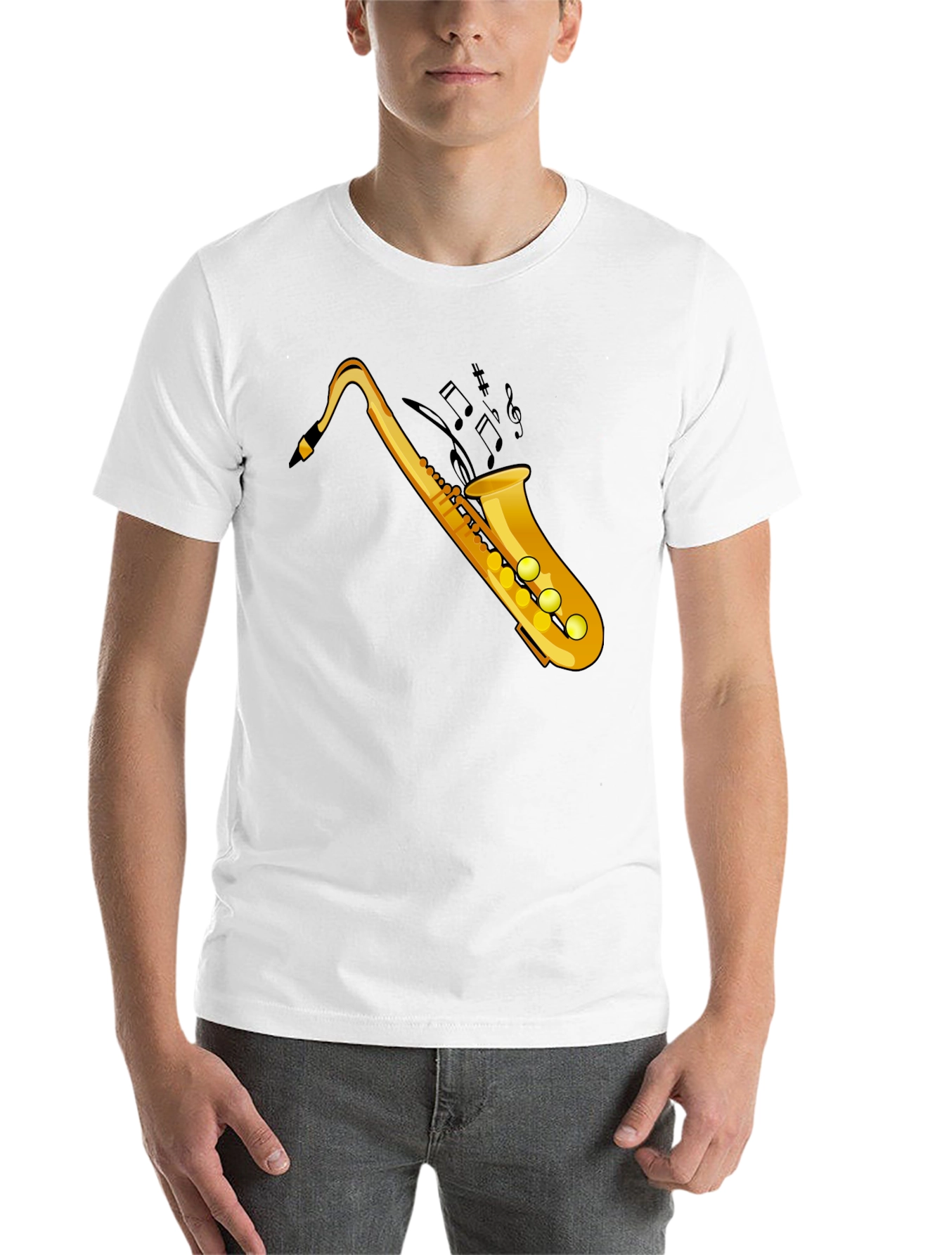 Black Saxophone Graphic T-Shirt - Musical Instrument Tee view 14