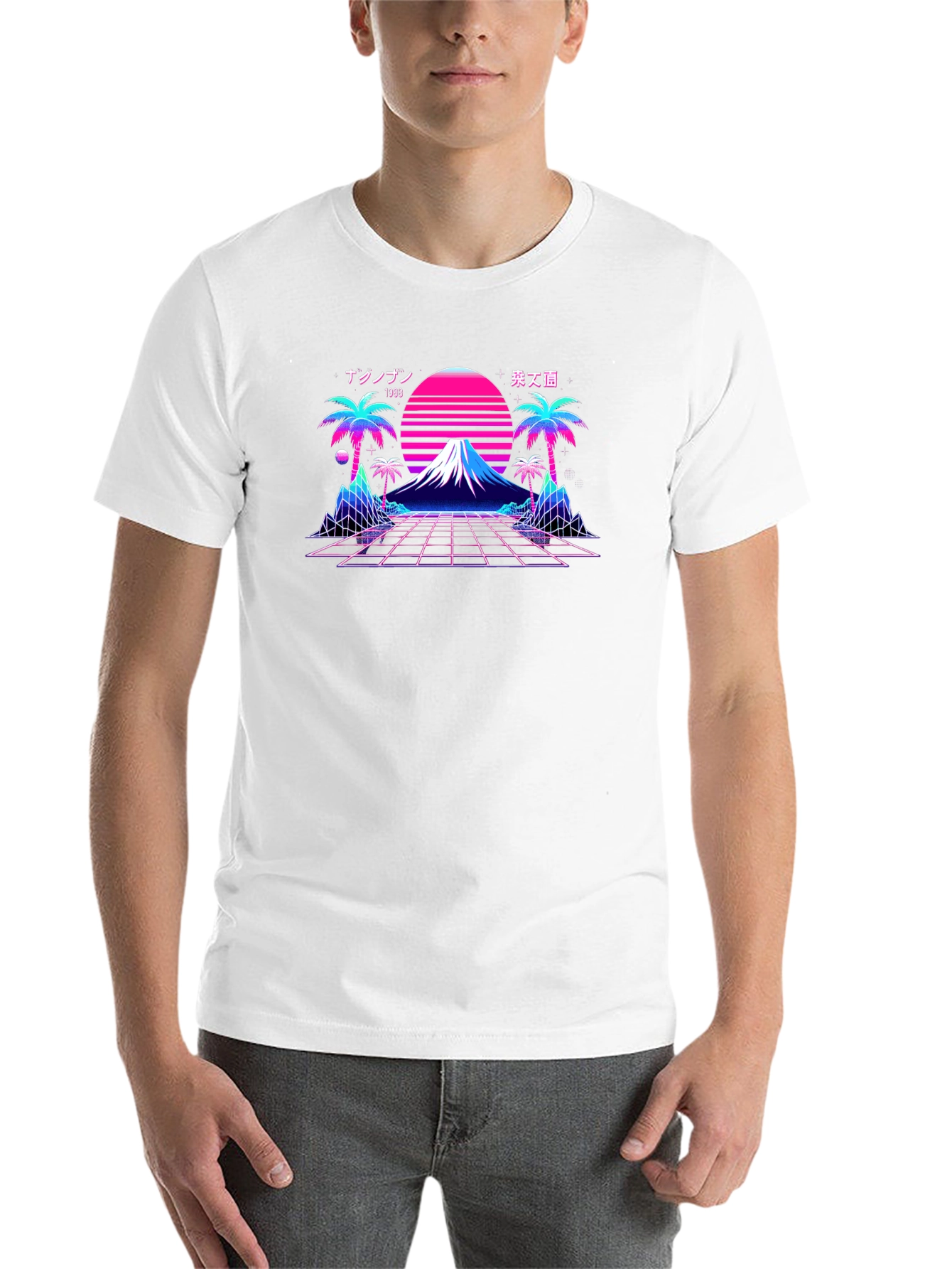 Black Retro Vaporwave Sunset T-Shirt - 1988 Aesthetic view 14