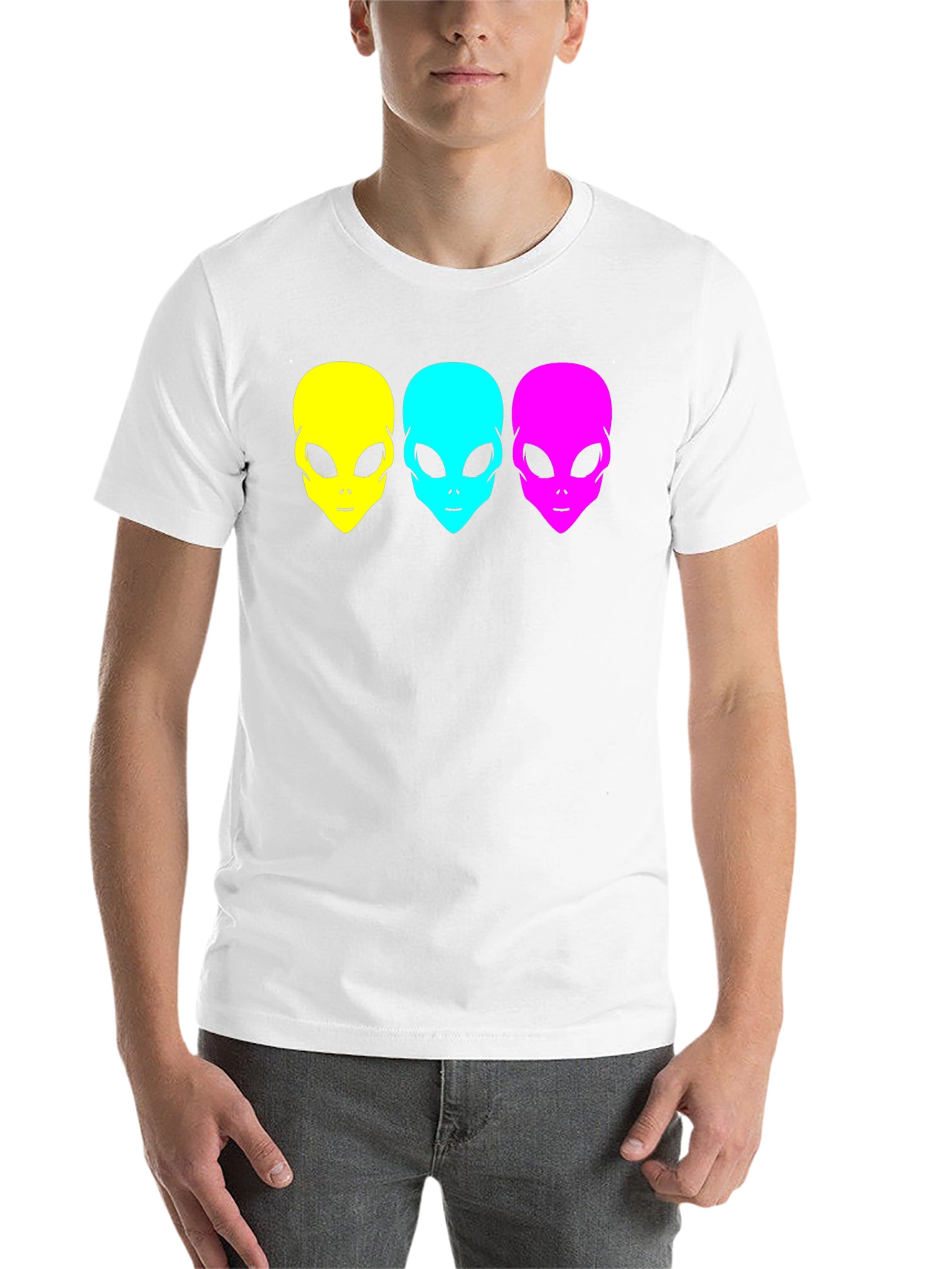 Black Alien Head Graphic Tee - Black Unisex T-Shirt view 14