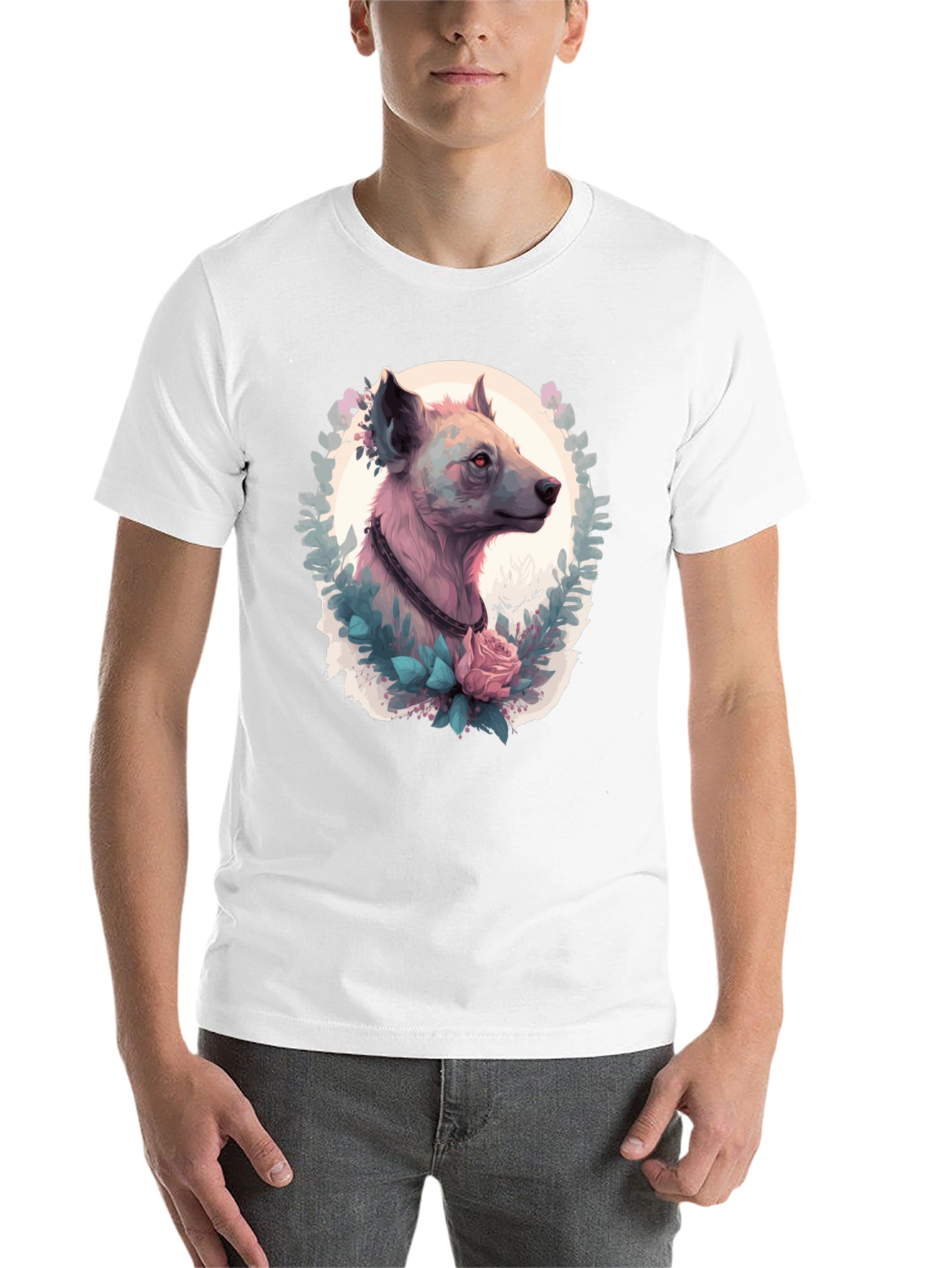 Black Hyena Portrait T-Shirt - Unique Animal Graphic Tee view 14