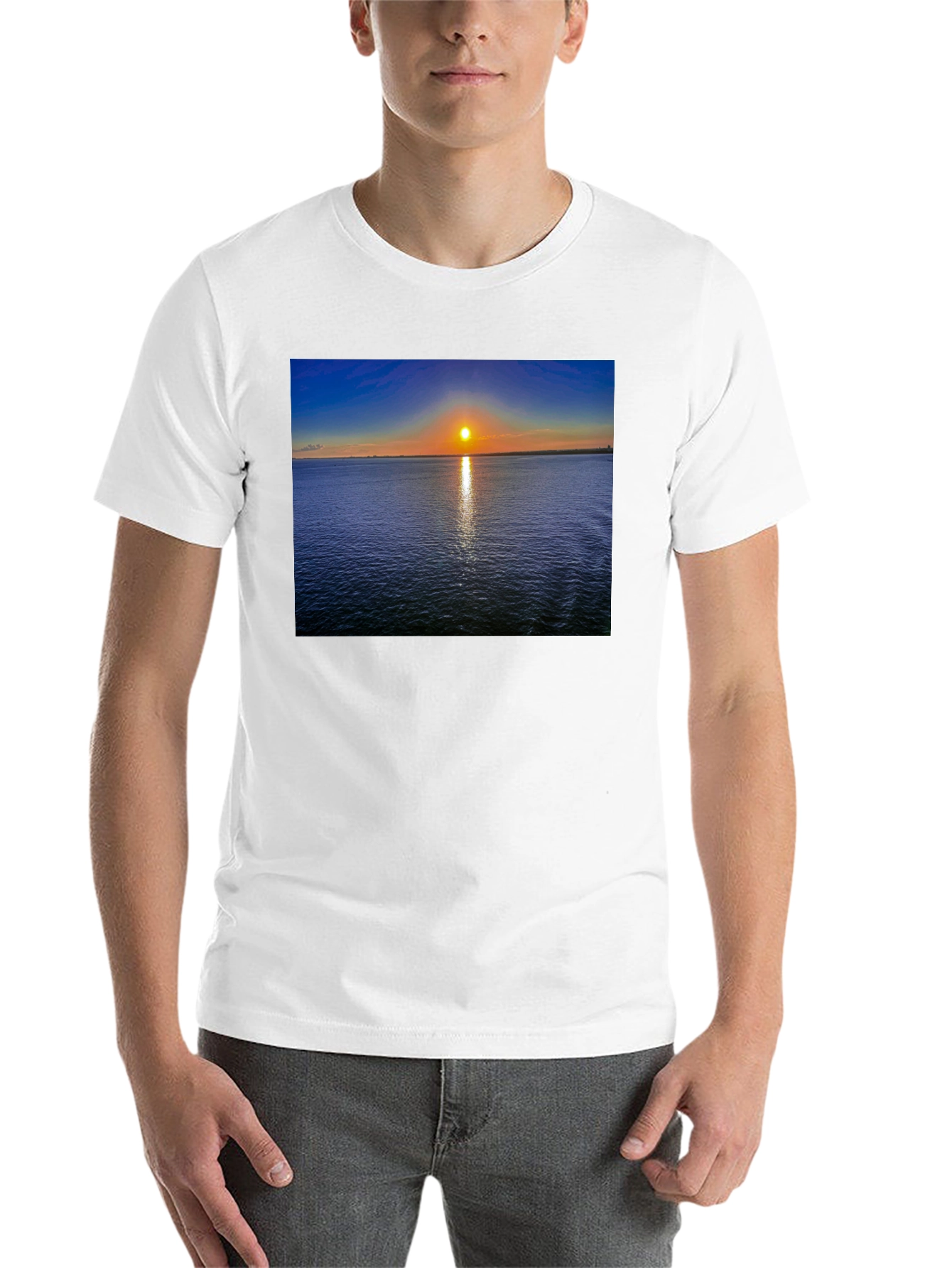 Black Sunset Over Water Graphic T-Shirt view 14