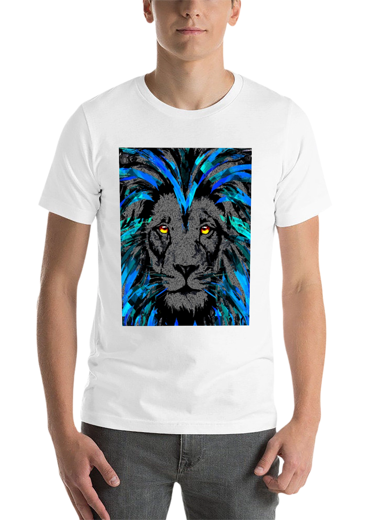 Black Lion Graphic Print Men's Black T-Shirt view 14