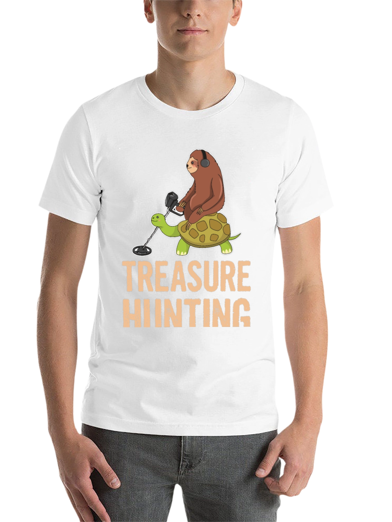 Black Treasure Hunting Sloth Riding Turtle T-Shirt view 14