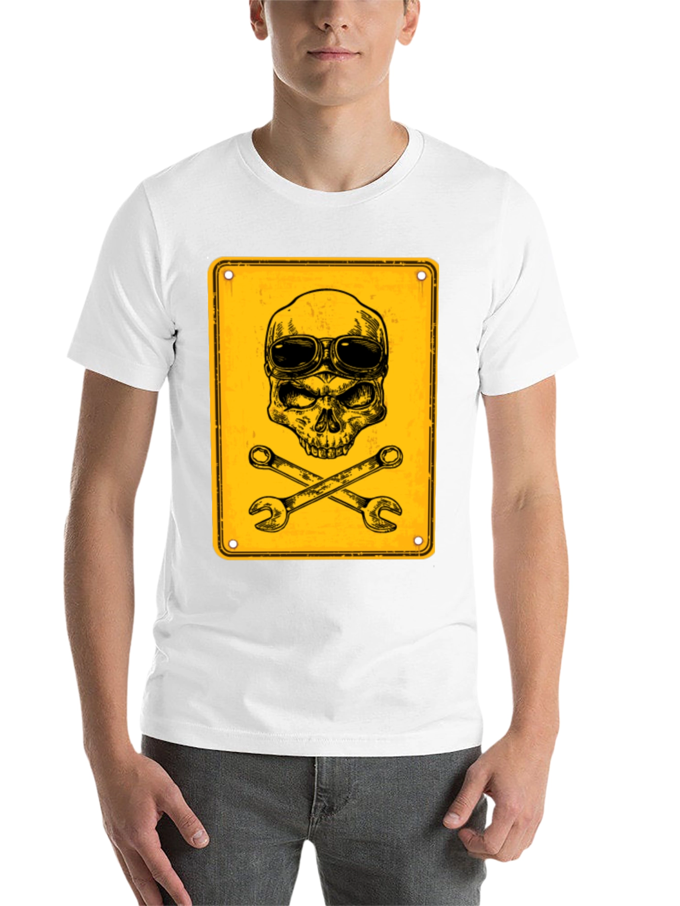 Black Skull & Wrenches Graphic T-Shirt - Mechanic Style view 14