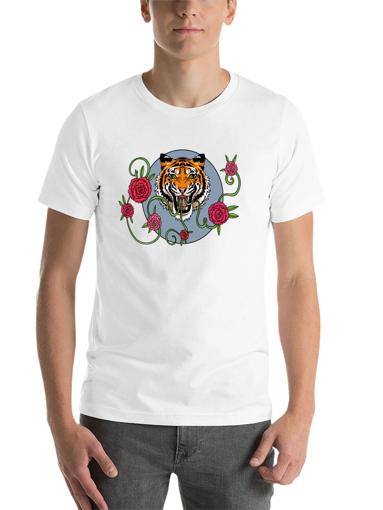 Black Tiger Rose T-Shirt - Men's Black Graphic Tee view 14