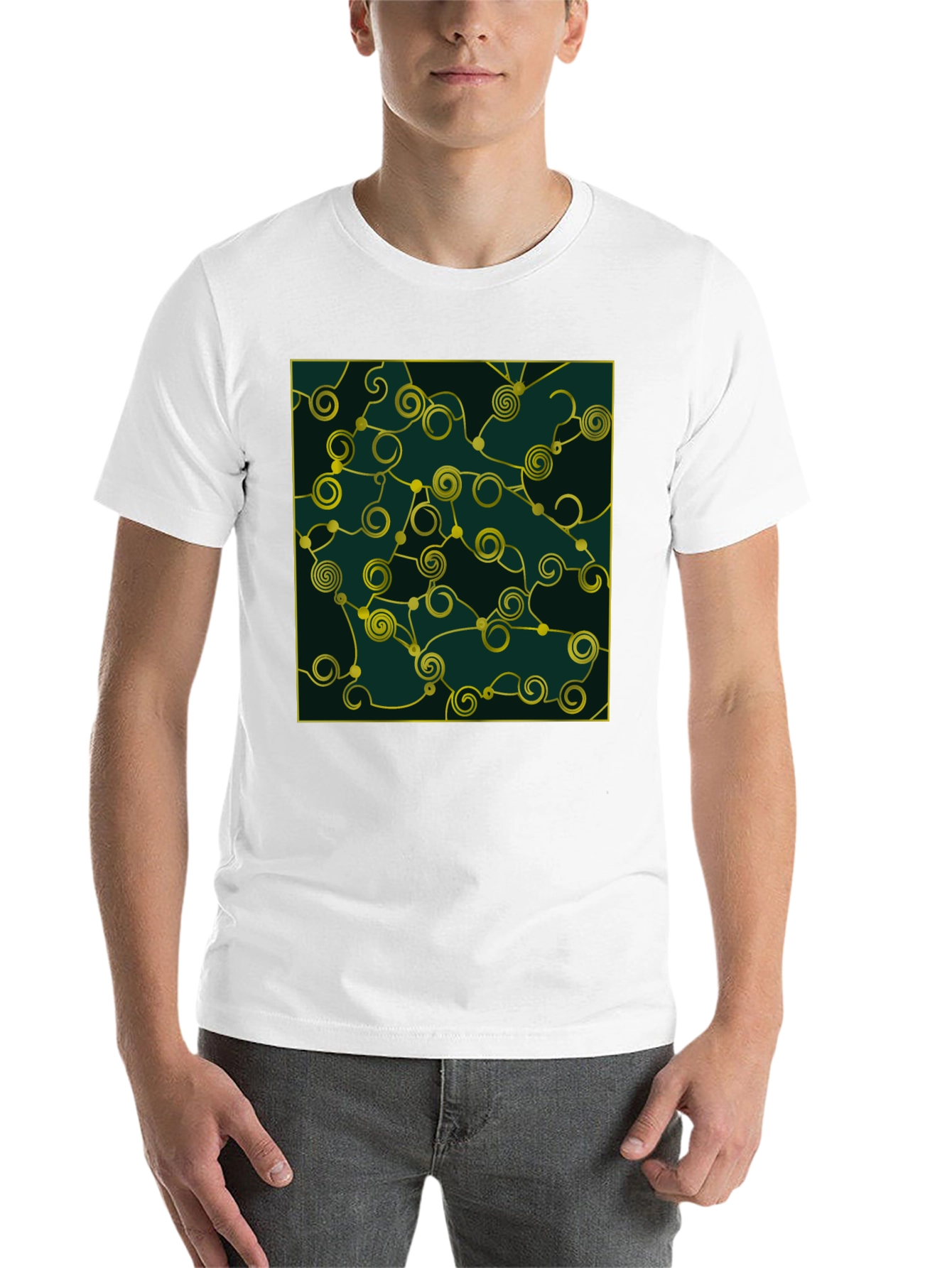 Black Abstract Swirl Graphic Black T-Shirt view 14