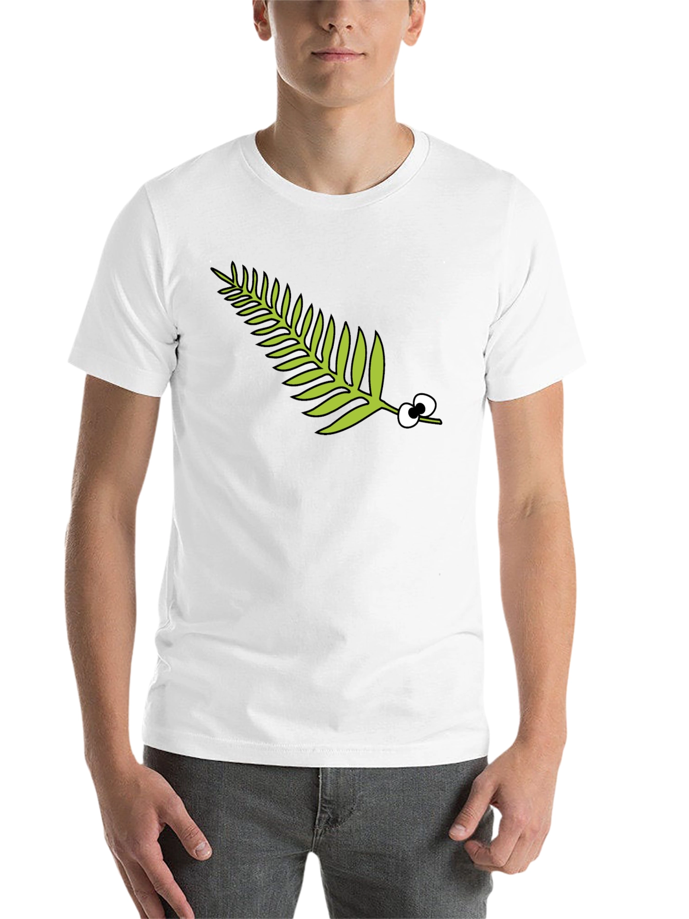 Black Funny Fern with Eyes Black T-Shirt view 14