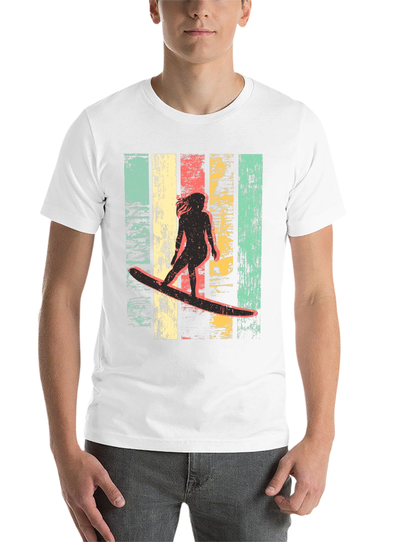 Black Vintage Surfer Graphic Tee - Cool Retro Design view 14