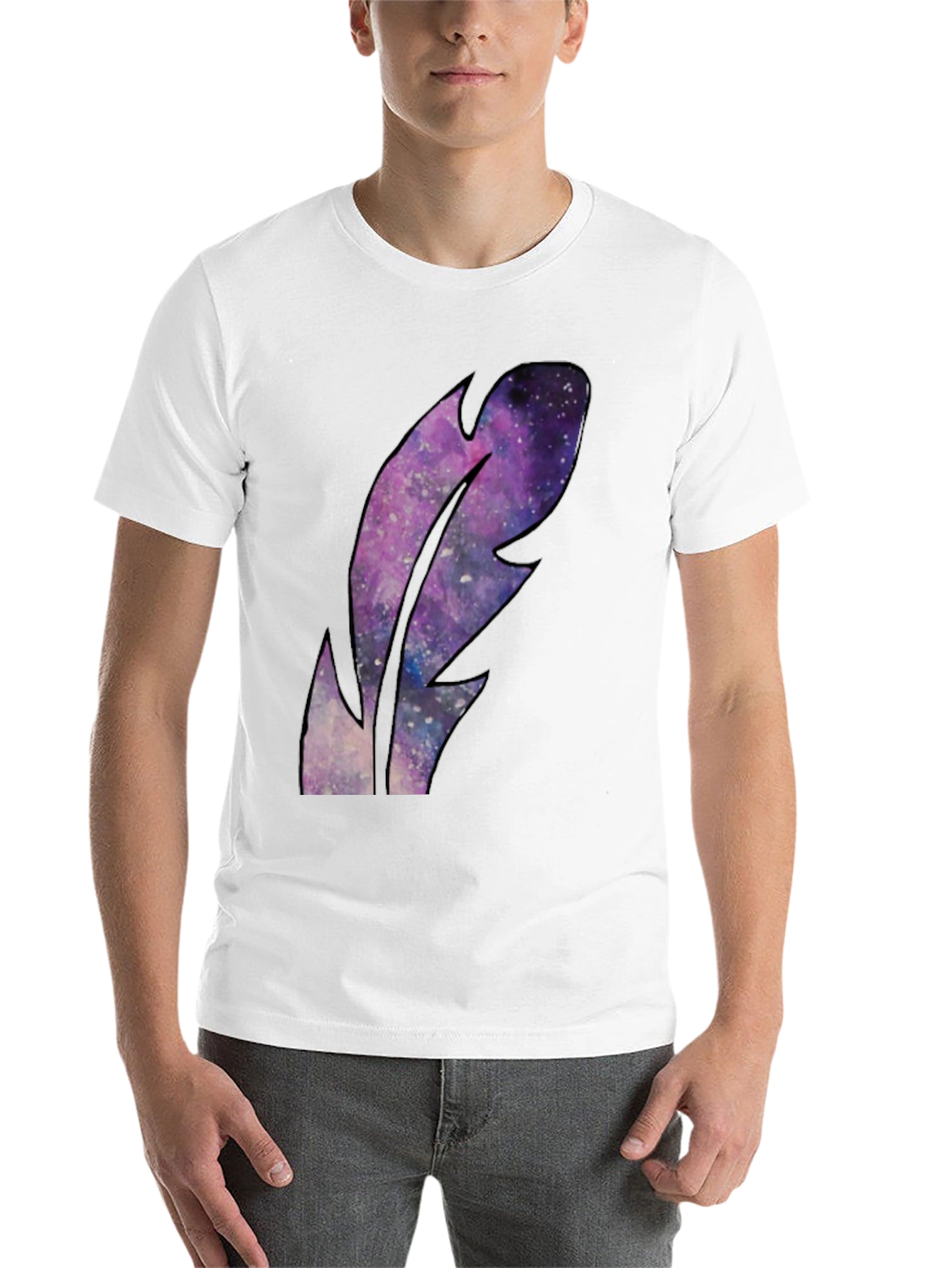 Black Galaxy Feather Graphic Black T-Shirt view 14
