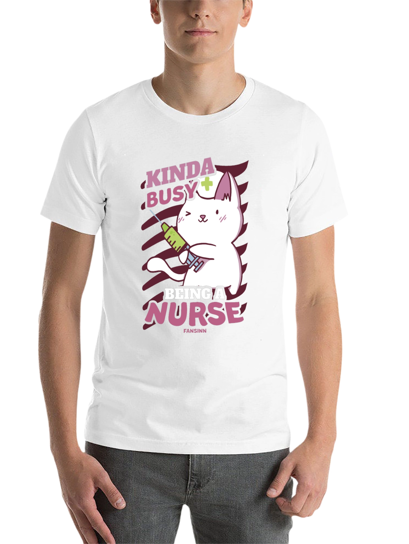 Black Kinda Busy Being a Nurse Funny Cat T-Shirt view 14