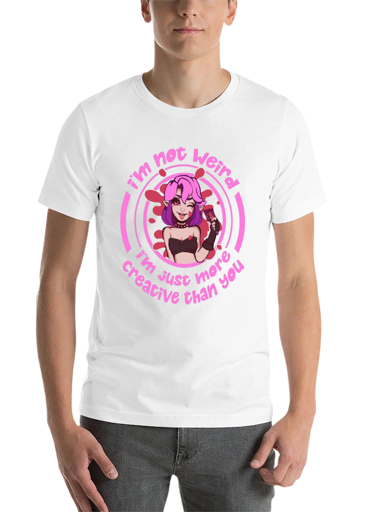Black I'm Not Weird Graphic T-Shirt - Creative Design view 14