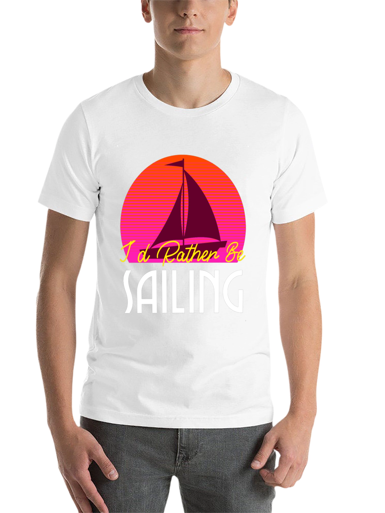 Black I'd Rather Be Sailing T-Shirt view 14