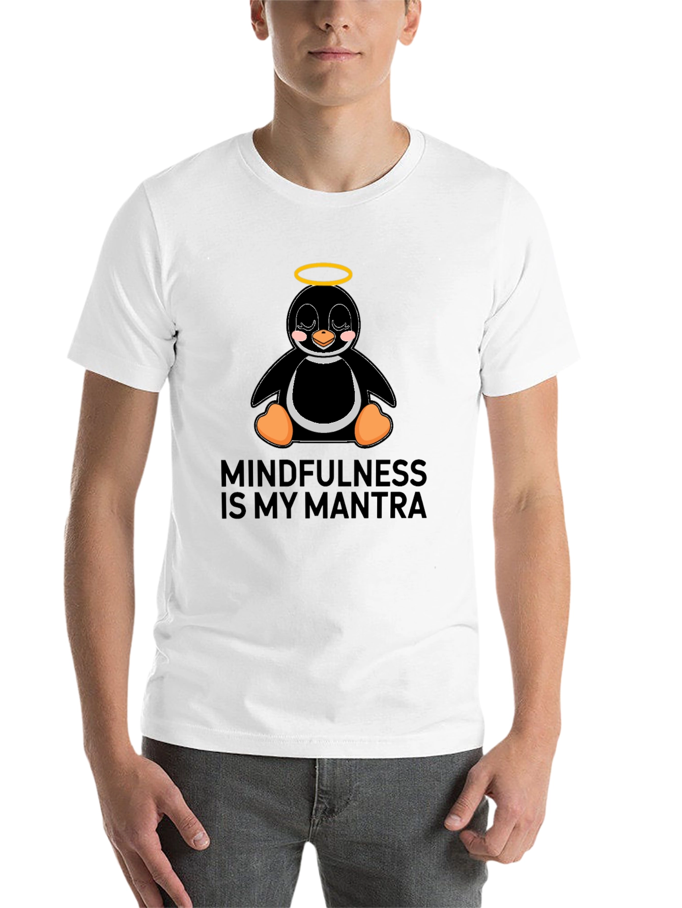 Black Mindfulness Penguin T-Shirt view 14
