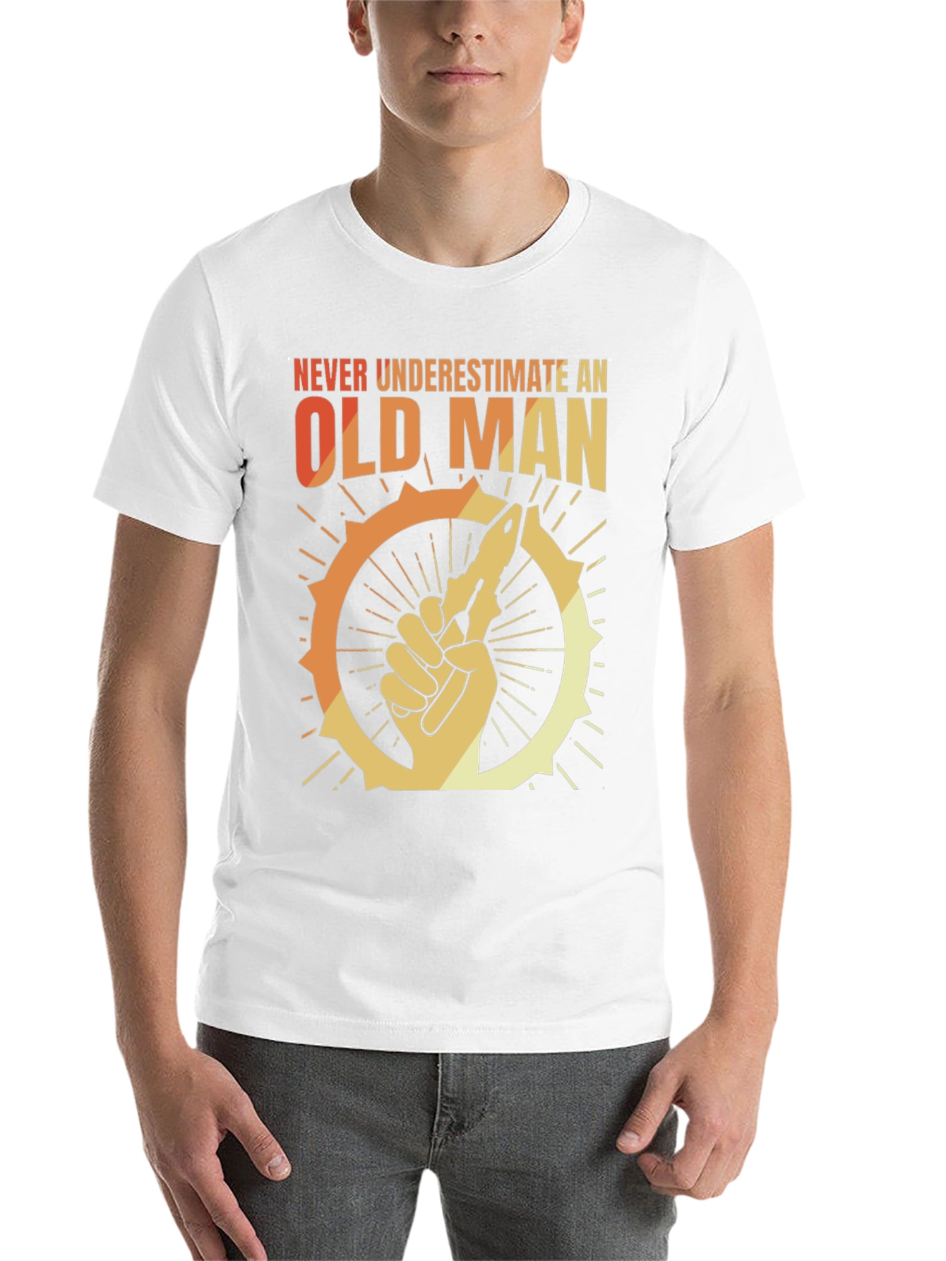 Black Never Underestimate an Old Man Graphic T-Shirt view 14