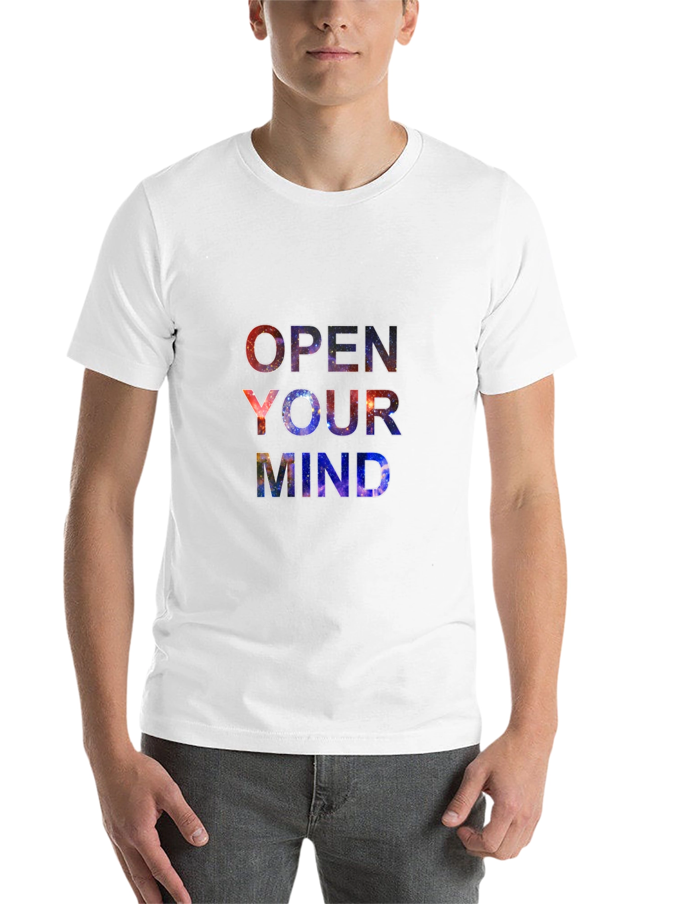 Black Open Your Mind Galaxy Print Black T-Shirt view 14