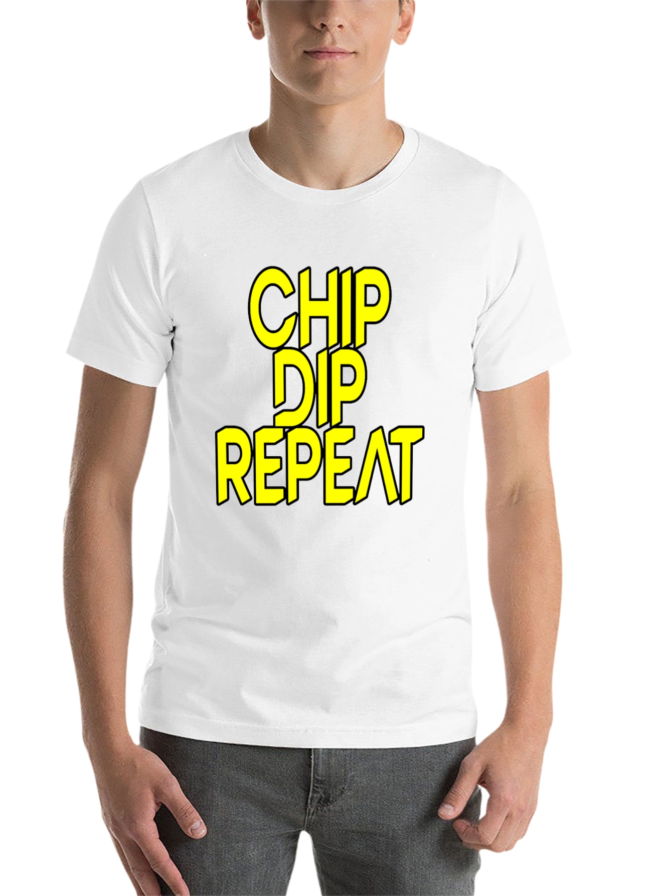 Black Chip Dip Repeat - Funny Foodie T-Shirt view 14