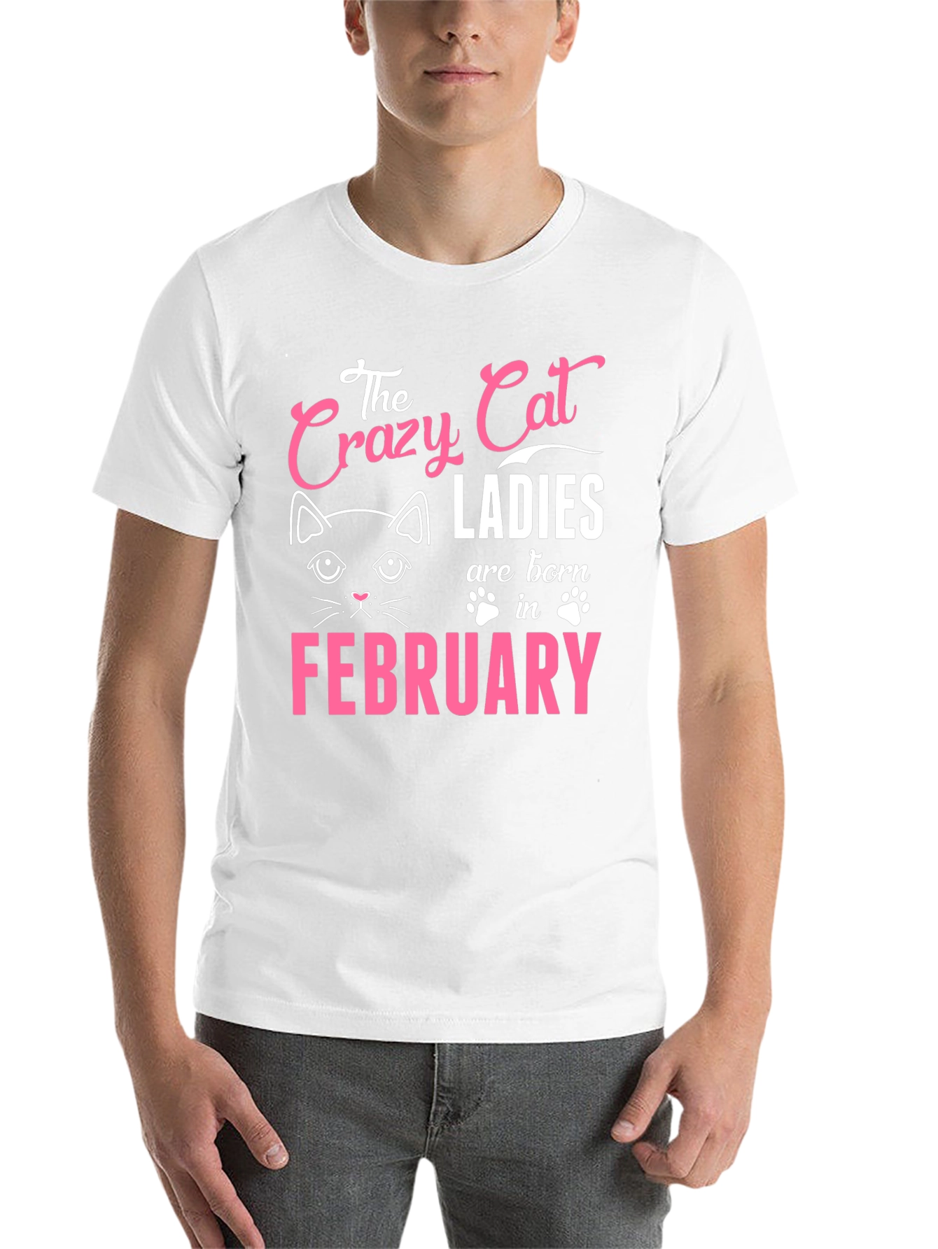 Black Crazy Cat Ladies Born in February T-Shirt view 14