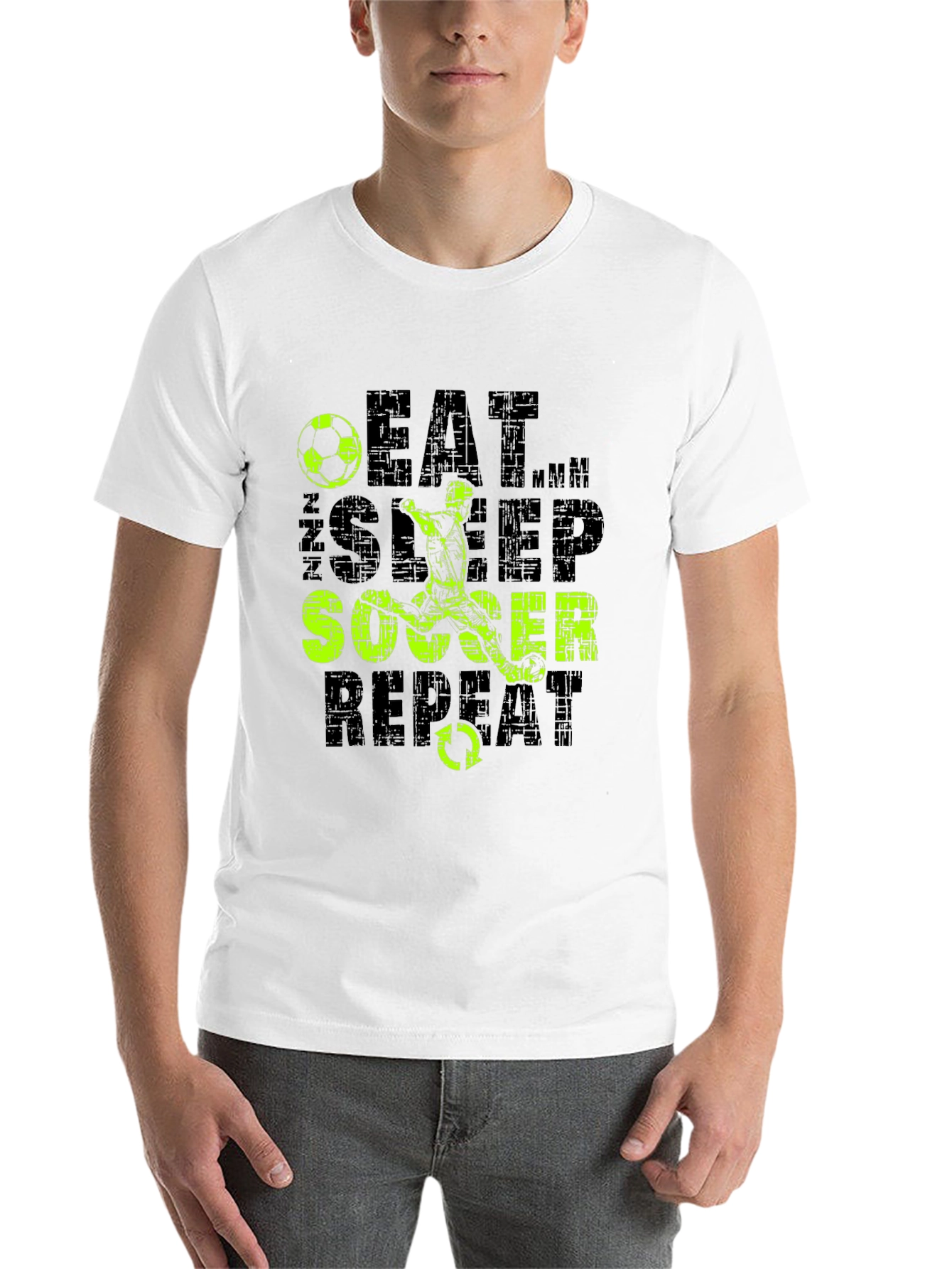 Black Eat Sleep Soccer Repeat T-Shirt view 14