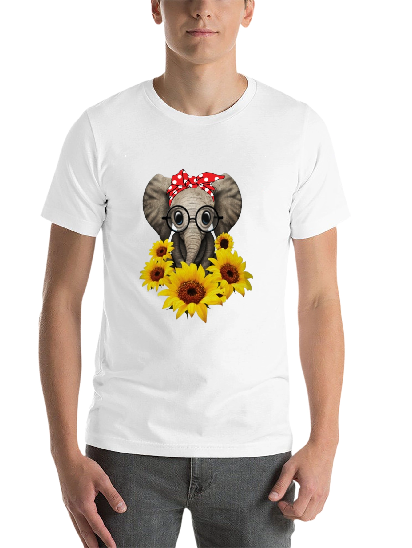 Black Elephant with Sunflowers Graphic Tee view 14