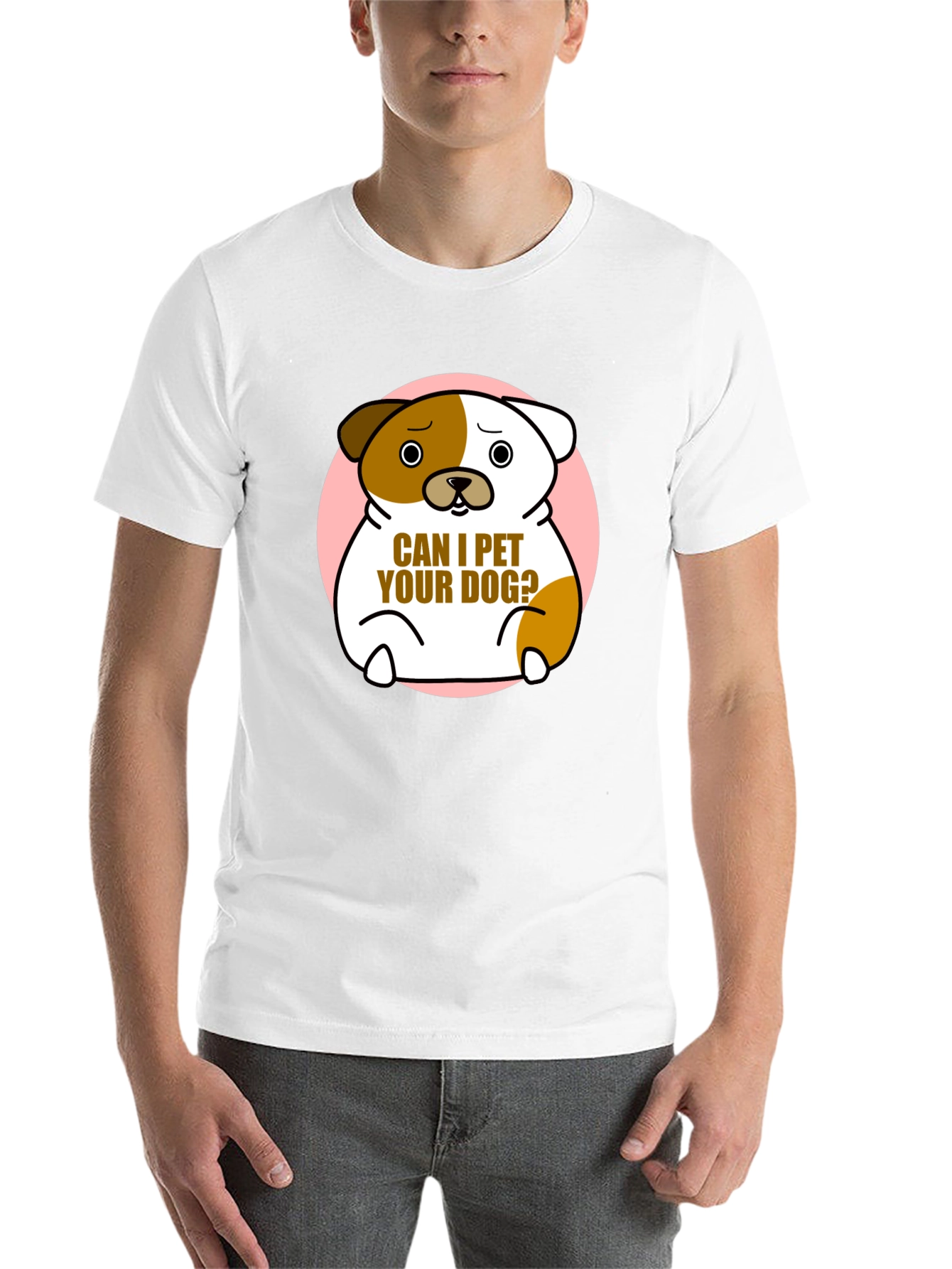 Cute Dog Graphic T-Shirt - "Can I Pet Your Dog?" Black Cotton Tee - 14