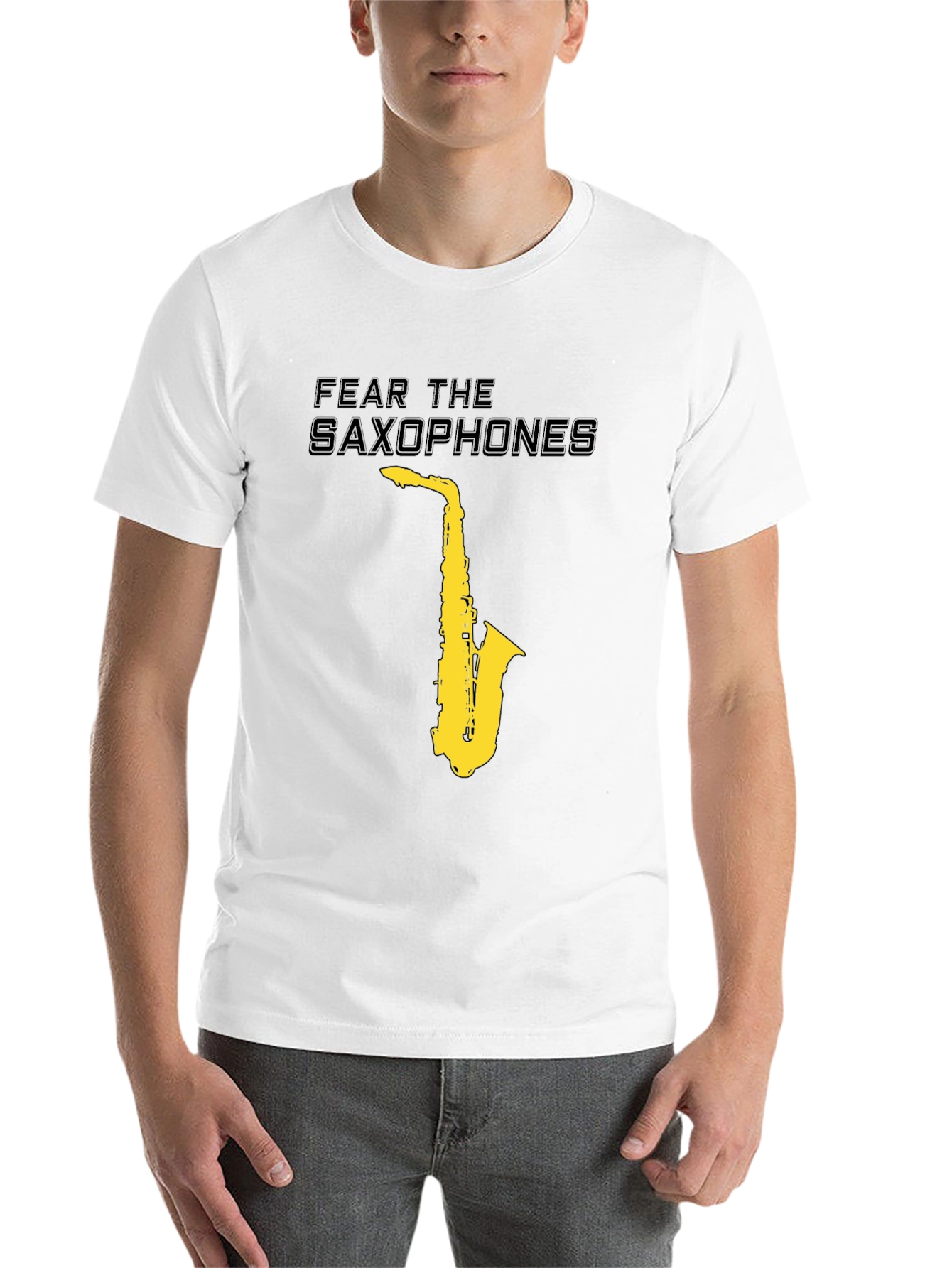 Black Fear the Saxophones Graphic Black T-Shirt view 14