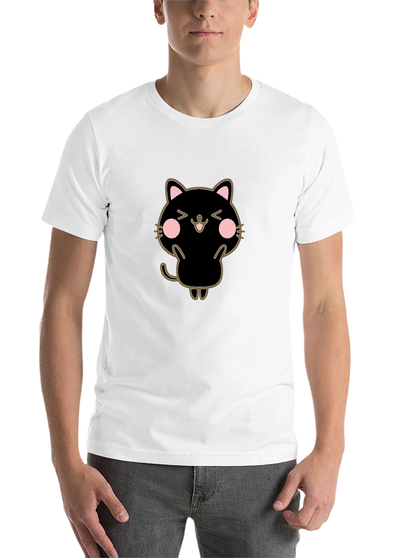 Black Cute Black Cat Graphic Tee - Unisex T-Shirt view 14