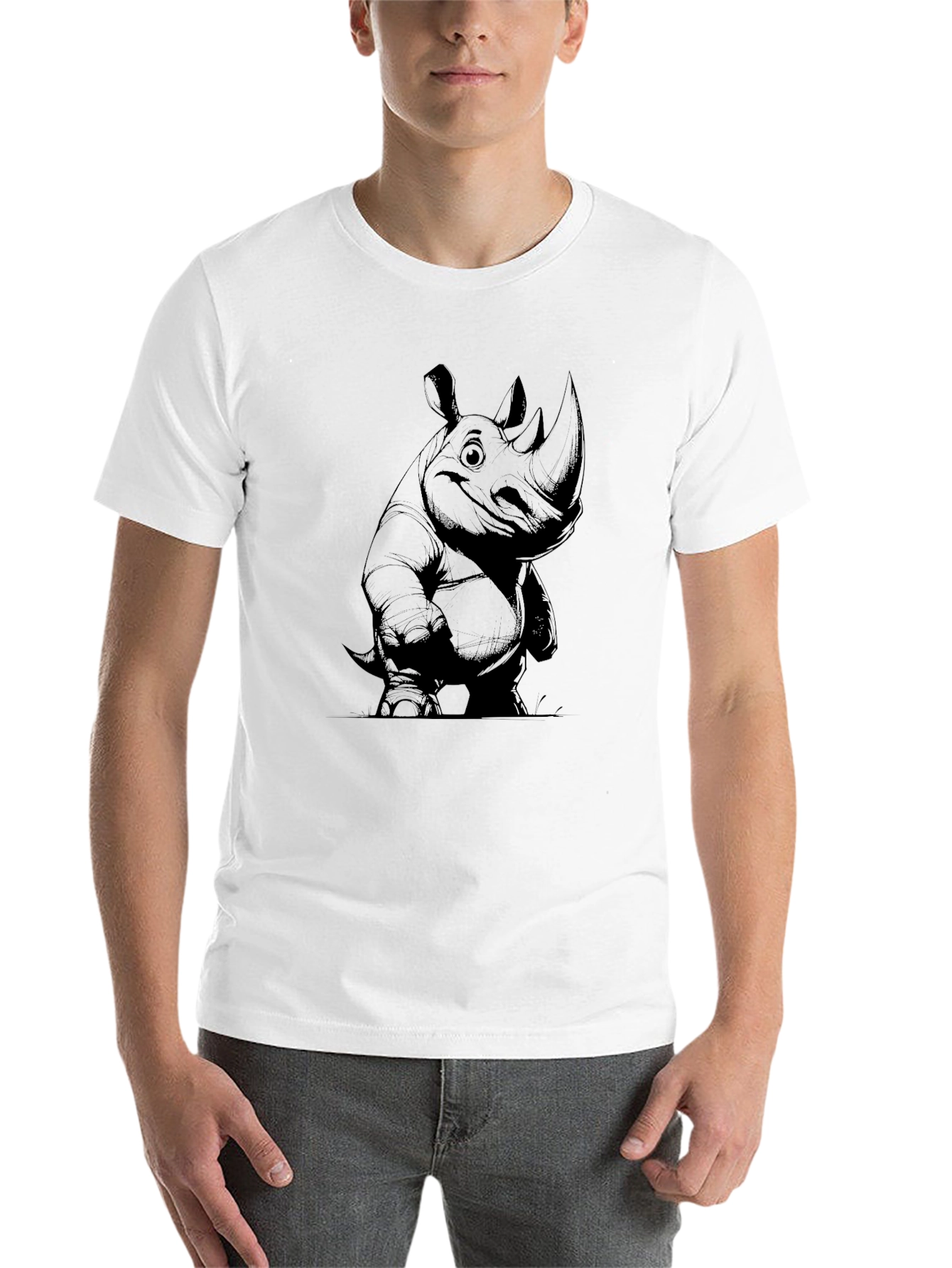 Black Rhino Graphic Tee - Black Cotton Casual Wear view 14
